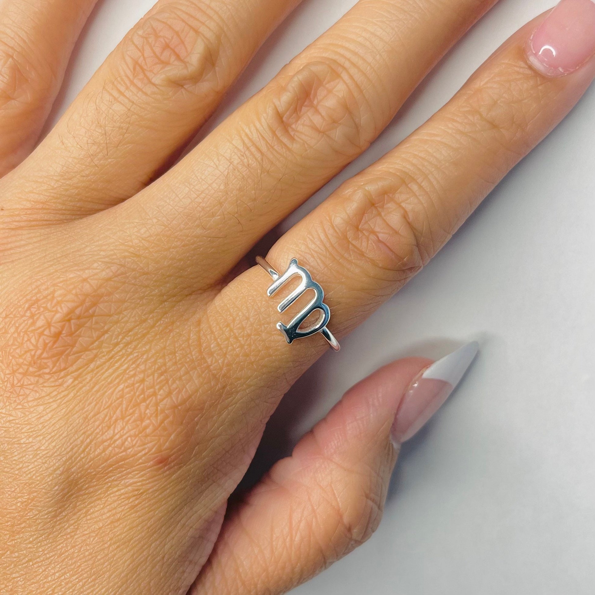 Virgo Zodiac Sterling Silver Ring: Dainty Horoscope Jewelry