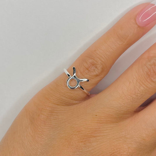 Taurus Zodiac Sterling Silver Ring: Dainty Astrology Horoscope