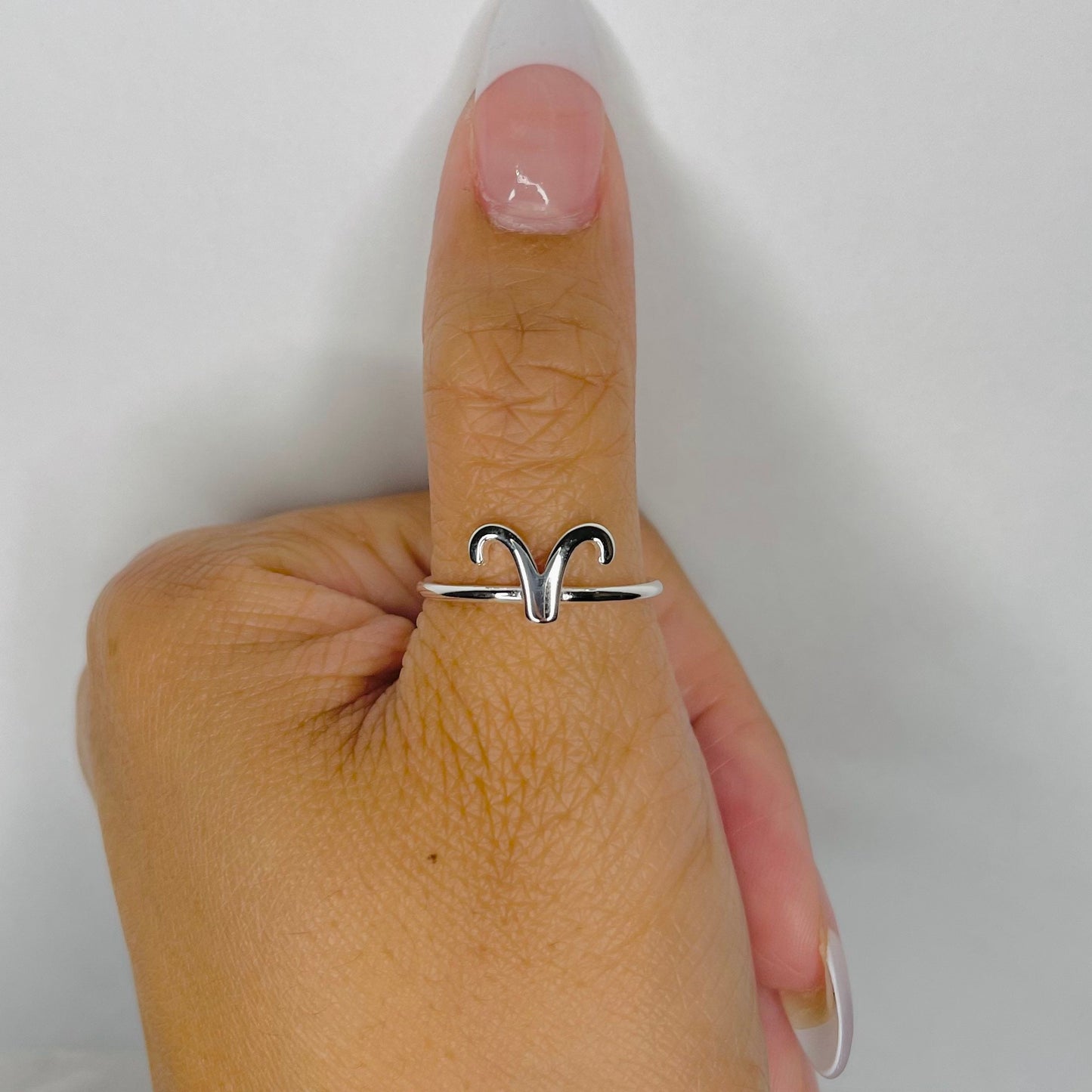 Dainty Sterling Silver Aries Zodiac Ring: Horoscope Jewelry