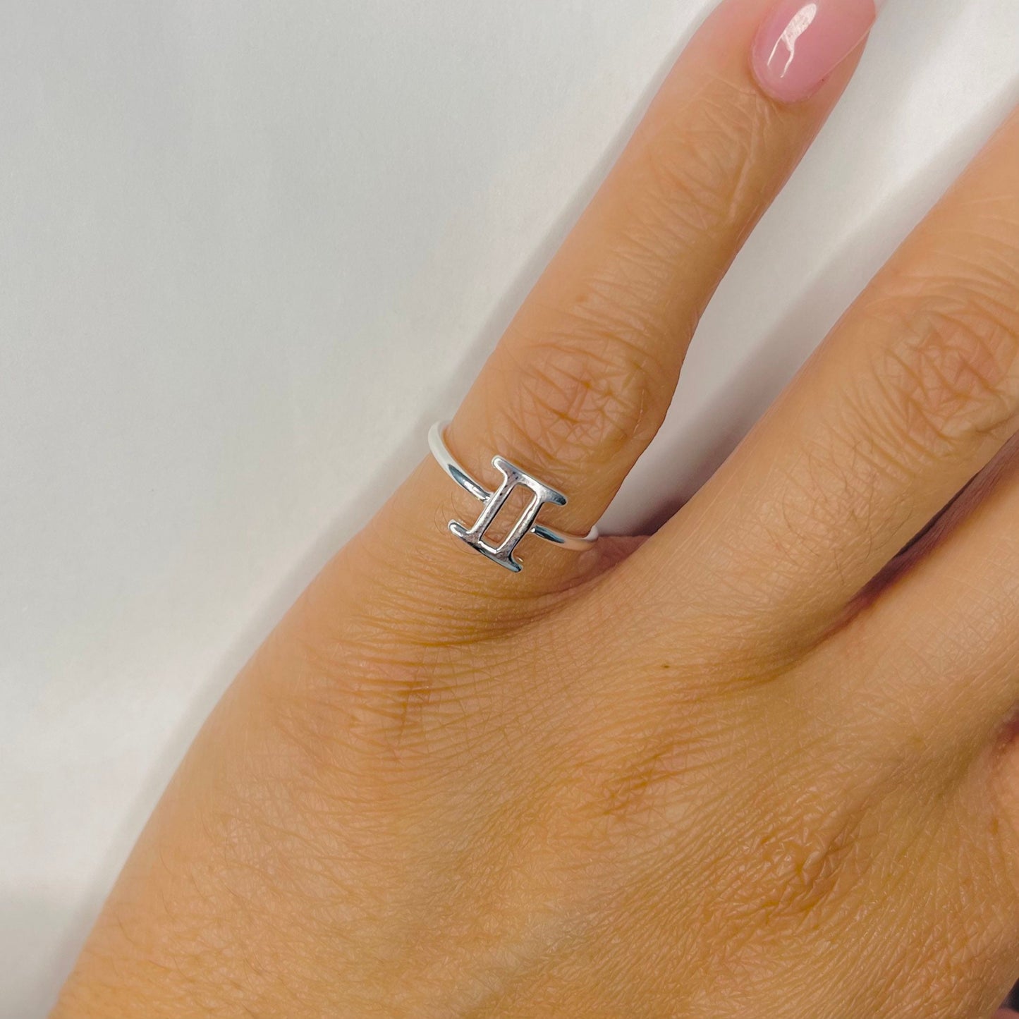 Gemini Zodiac Sterling Silver Ring: Dainty Horoscope Jewelry