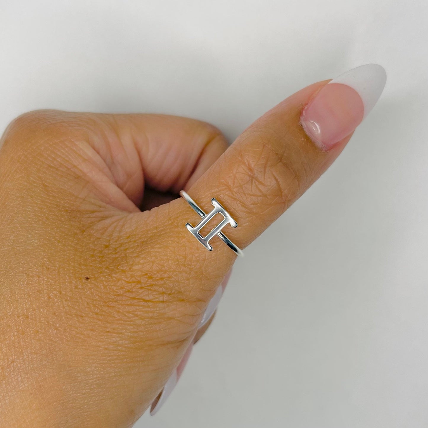 Gemini Zodiac Sterling Silver Ring: Dainty Horoscope Jewelry