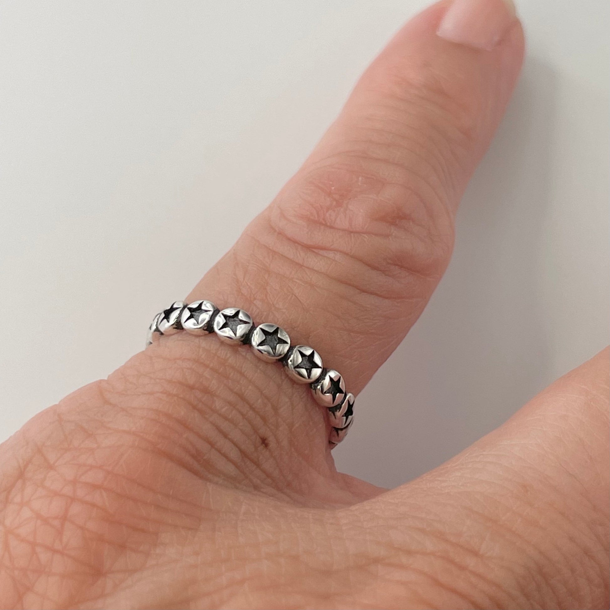 Eternity Stars Sterling Silver Band, Promise Stars Ring, Love Stars Band, Stackable Ring, Silver Stars Ring, Statement Ring, Boho Ring.