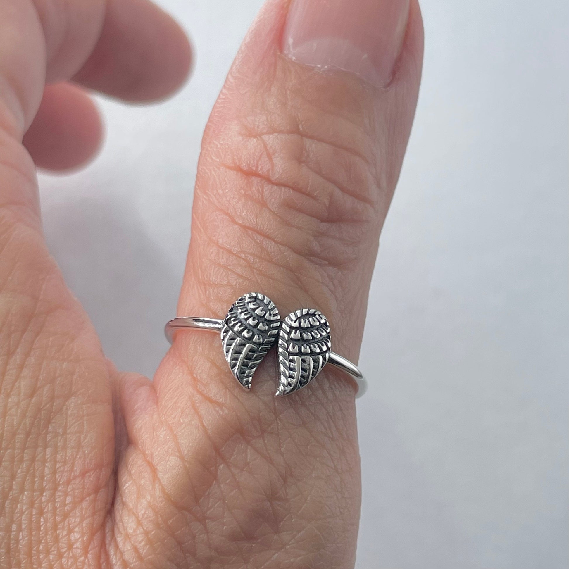 Sterling Silver Dainty Angel Wing Ring, Silver Ring, Wings Ring, Boho Ring, Angel Ring, Religious Ring, Statement Ring