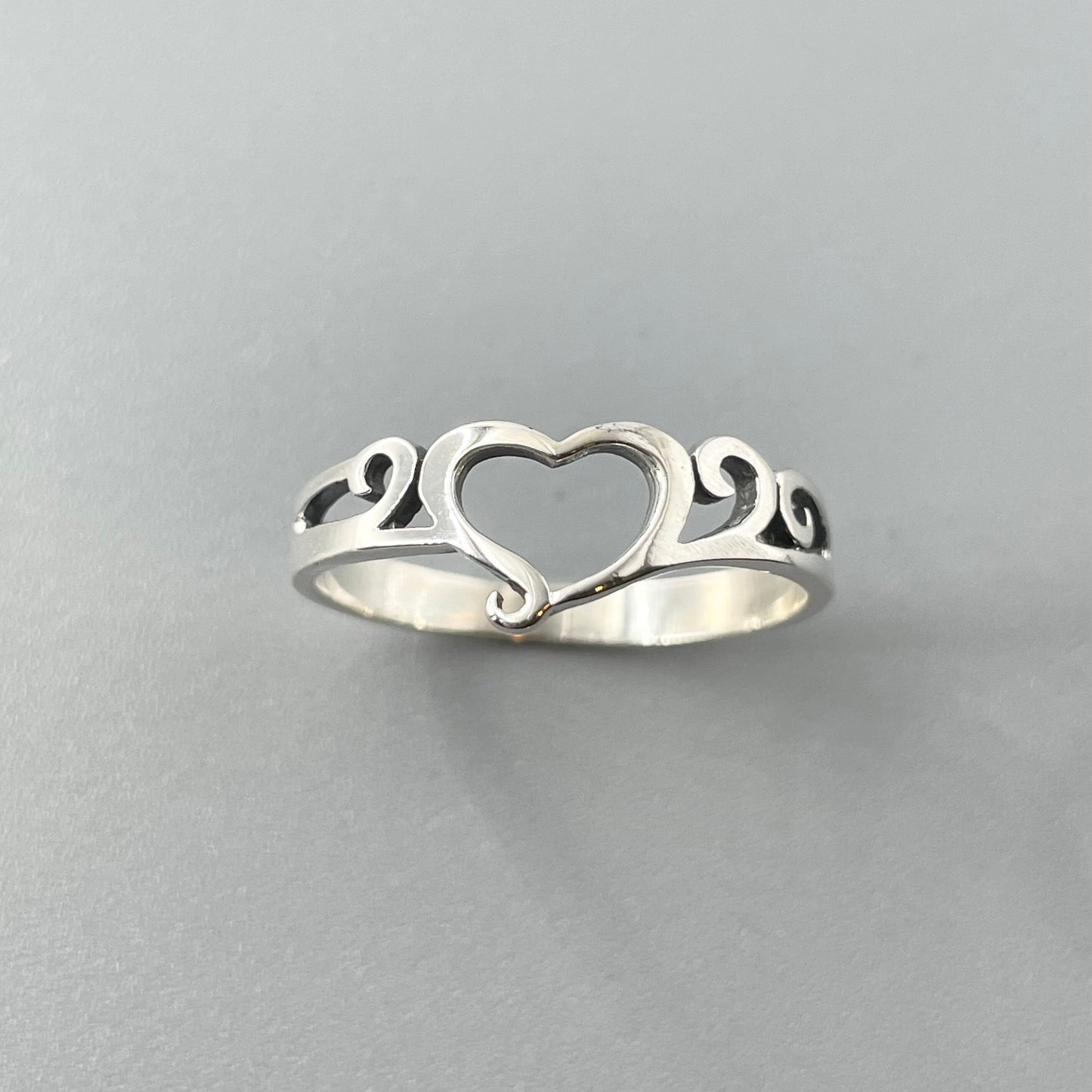 Sterling Silver Open Heart Ring, Silver Swirl Ring, Love Ring, Silver Heart Ring, Heart Silver Ring, Statement Ring, I Love You Ring.