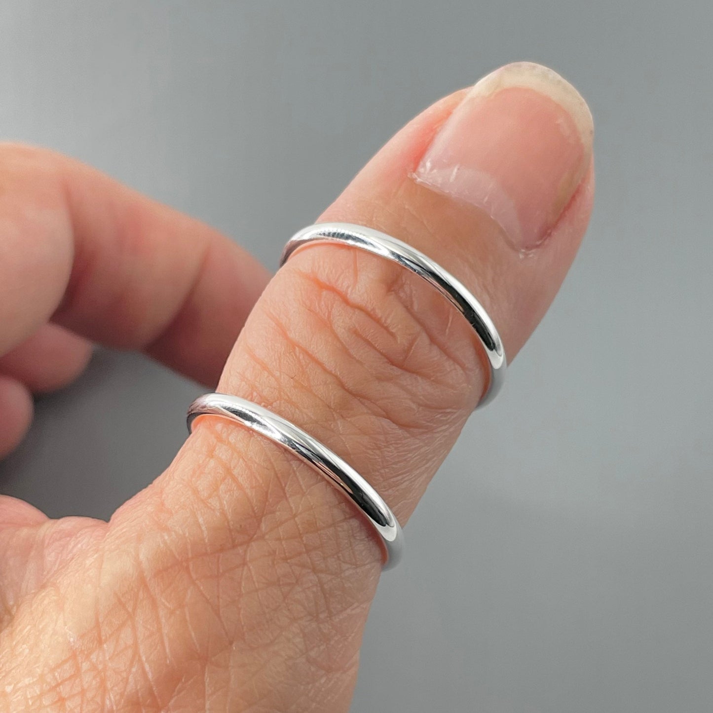 Sterling Silver Band Ring: Unisex Stackable 2mm Midi Ring