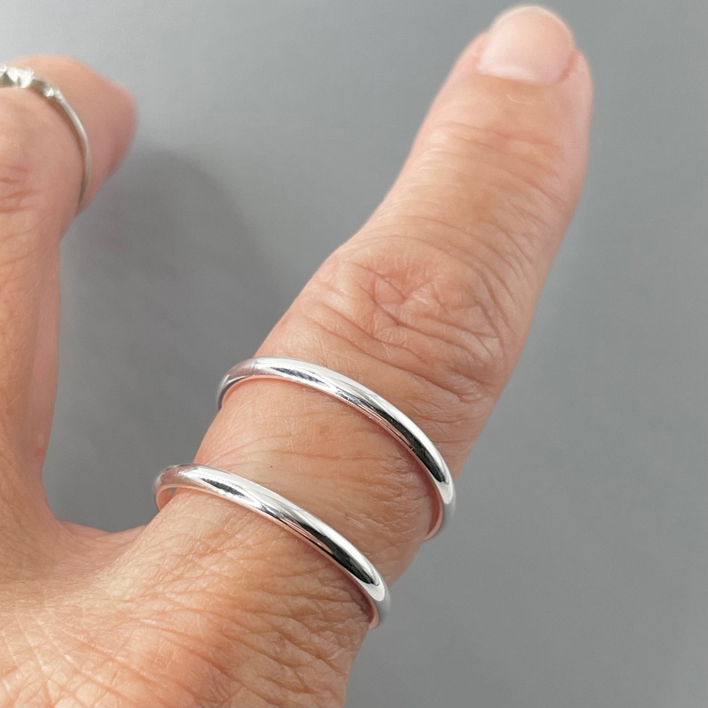 Sterling Silver Band Ring: Unisex Stackable 2mm Midi Ring