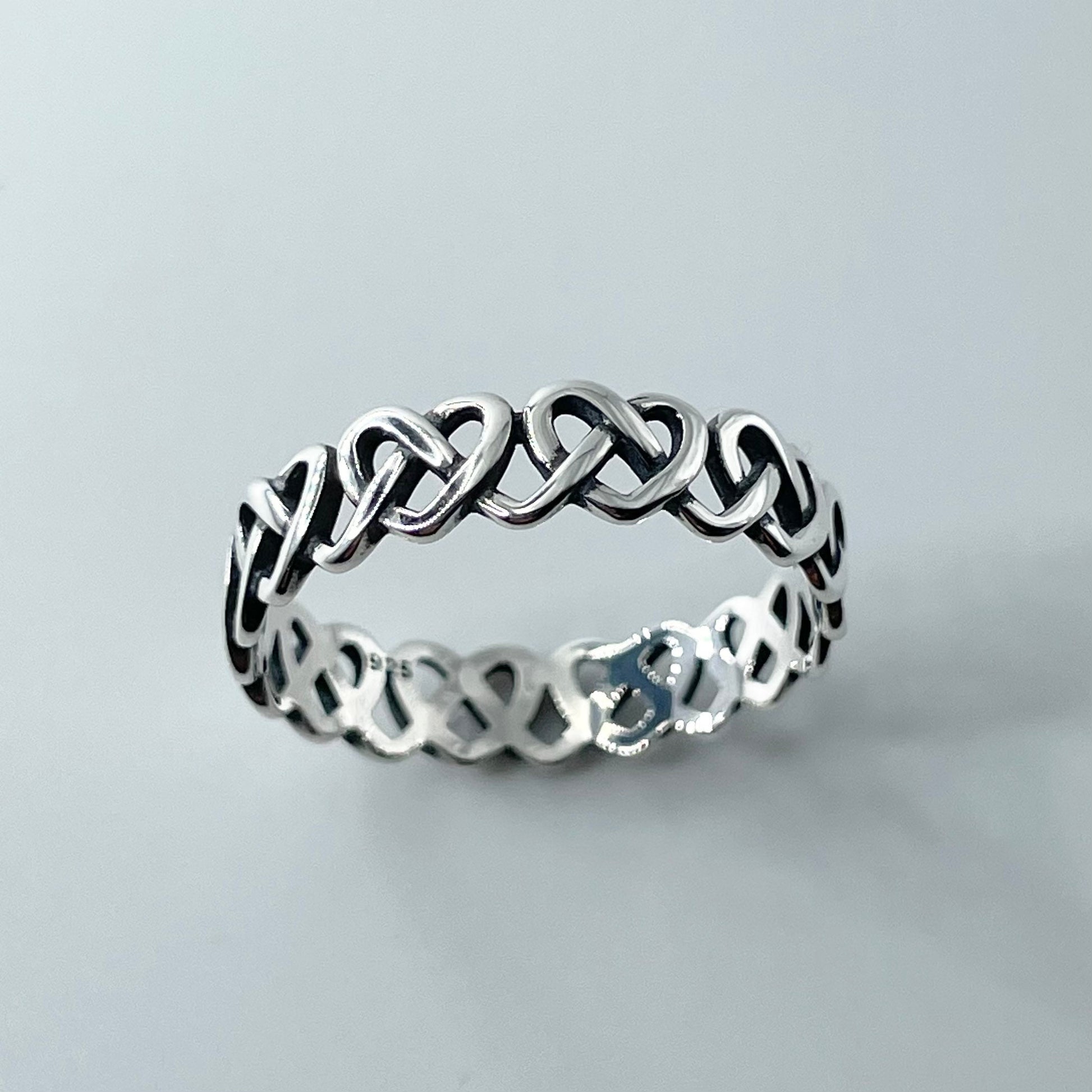 Sterling Silver Eternity Heart Knot Ring: Promise, Friendship Band
