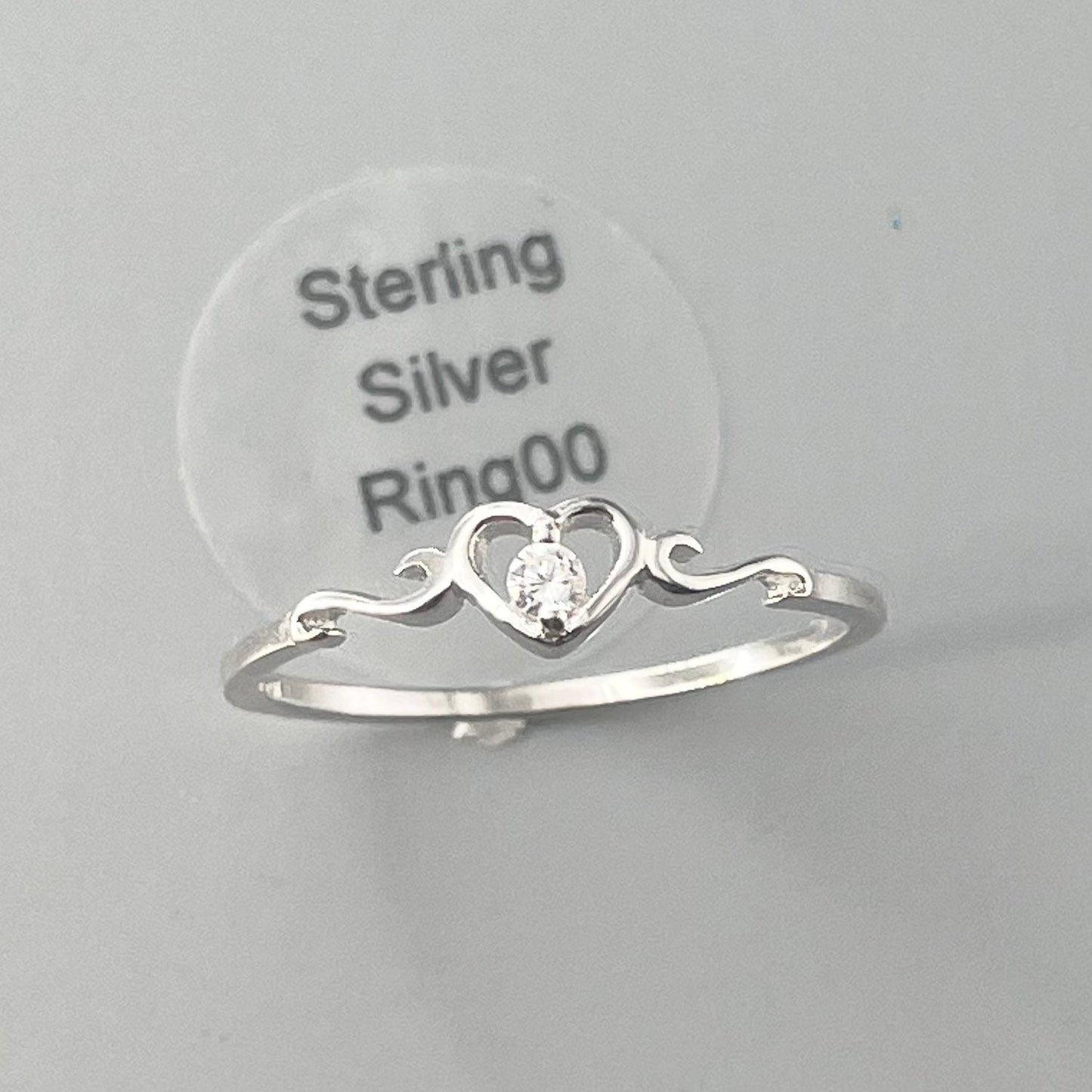 Small CZ Heart with Swirl Sides Sterling Silver Ring, Love Ring, Promise Ring, Anniversary Ring, Cubic Zirconia Ring, I Love You Ring.