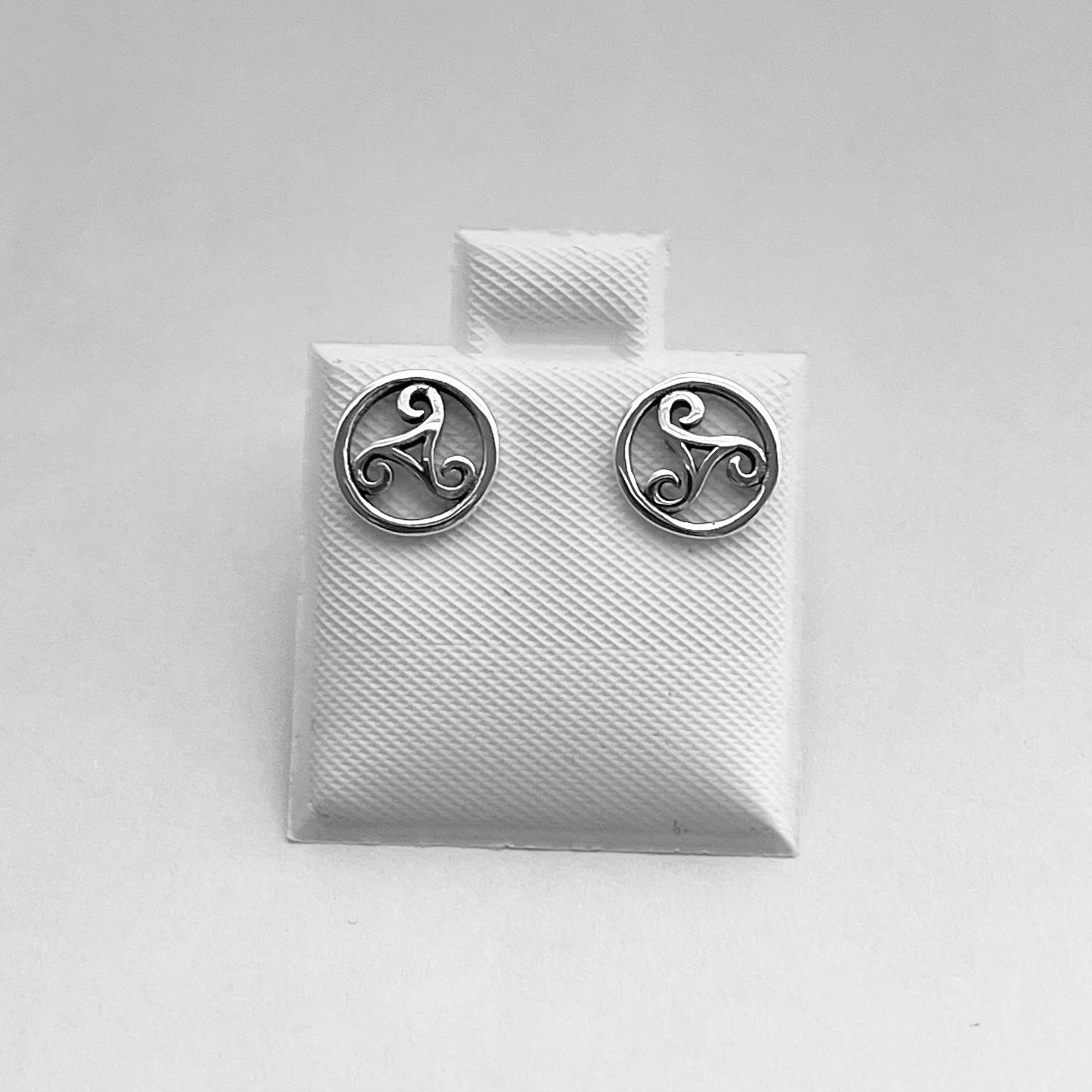 Oxidized Sterling Silver Triskelion Earrings: Celtic Knot Studs
