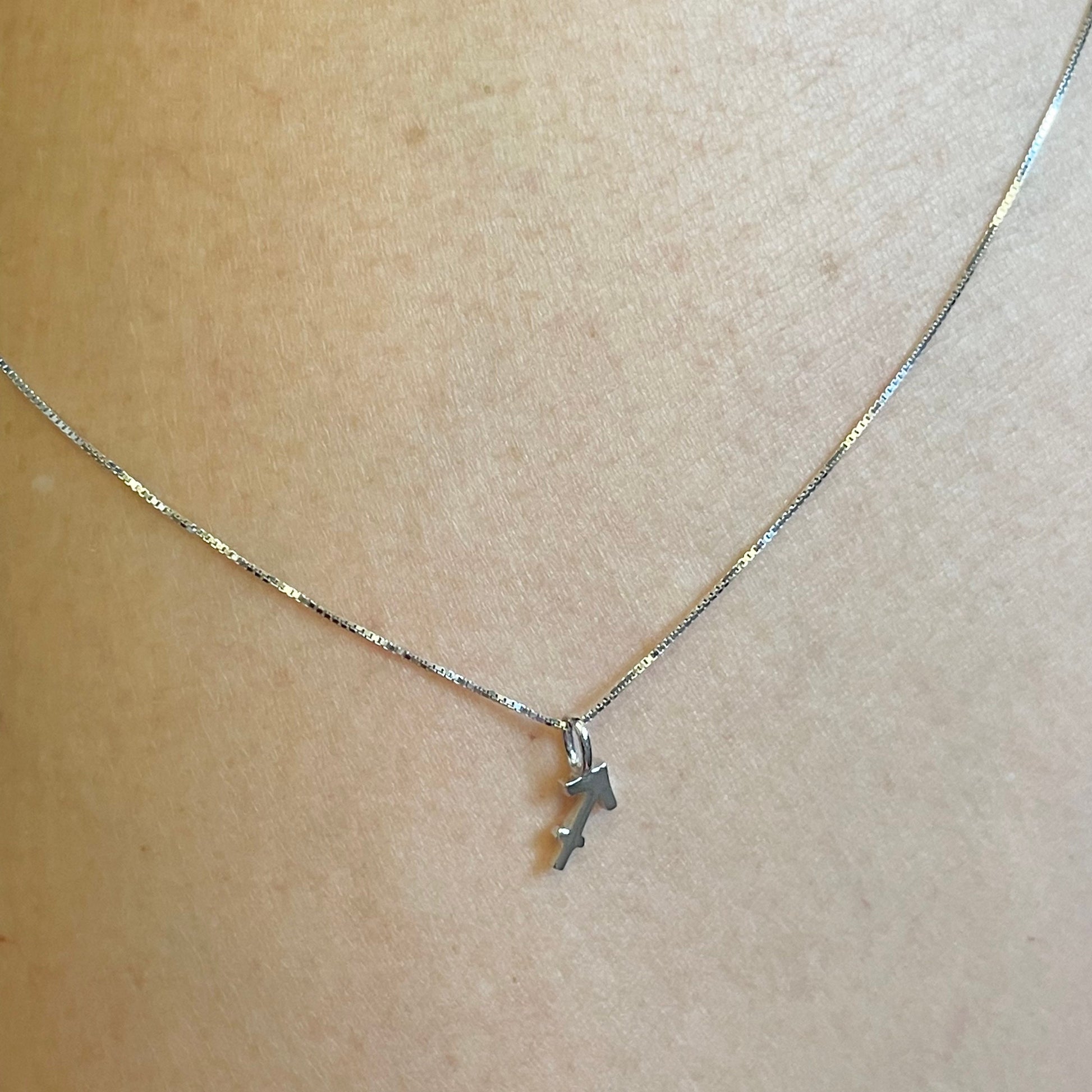 Sterling Silver Sagittarius Necklace: Tiny Zodiac Sign Pendant