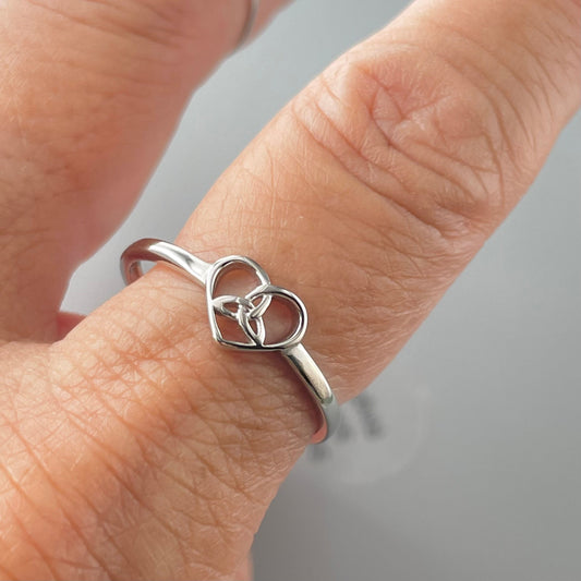 Sterling Silver Celtic Knot Heart Ring: Friendship Love Ring