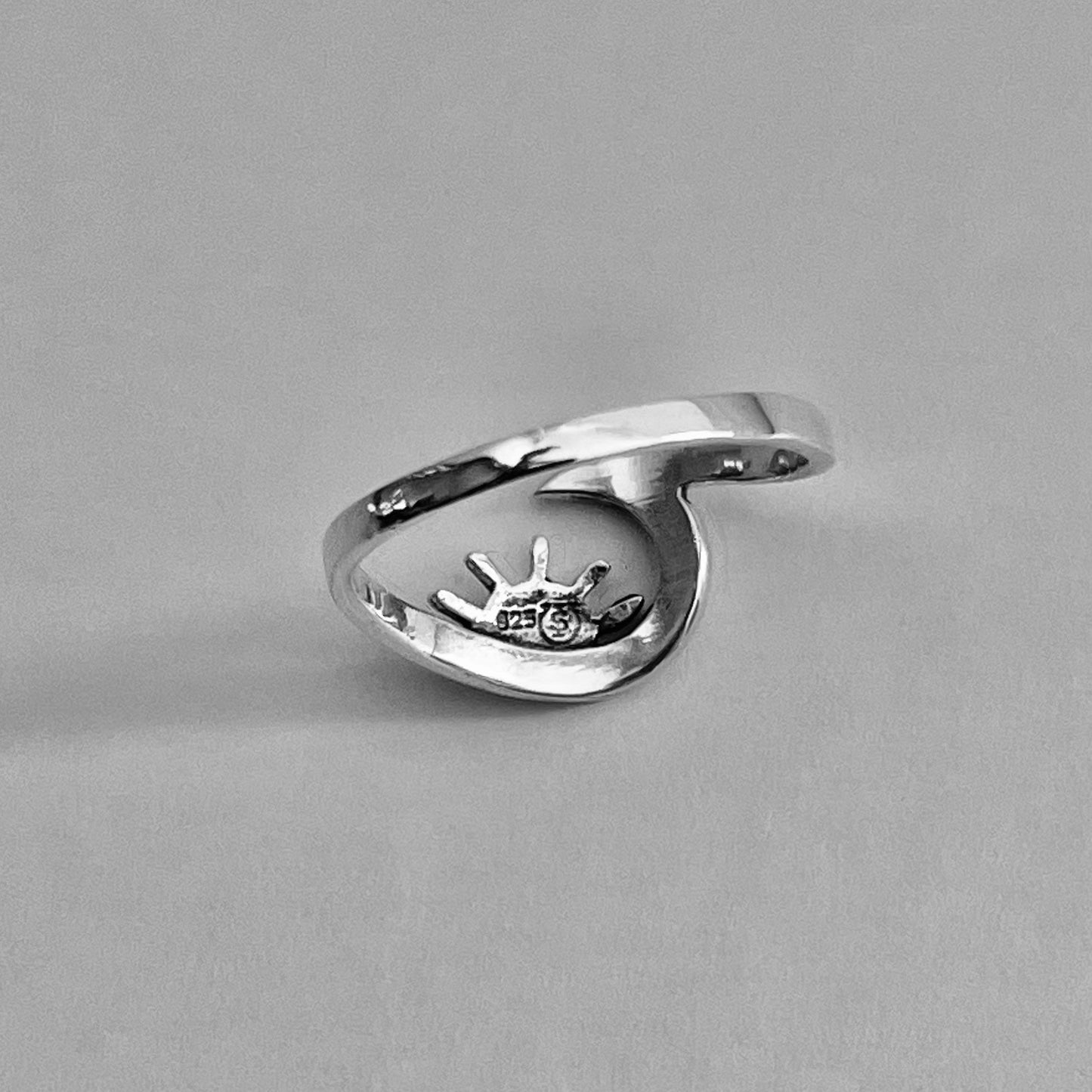 Dainty Sun and Wave Sterling Silver Ring, Crescent Ring, Silver Sun Ring, Wave Ring, Love Ring, Delicate Ring, Ocean Ring, Beach Ring