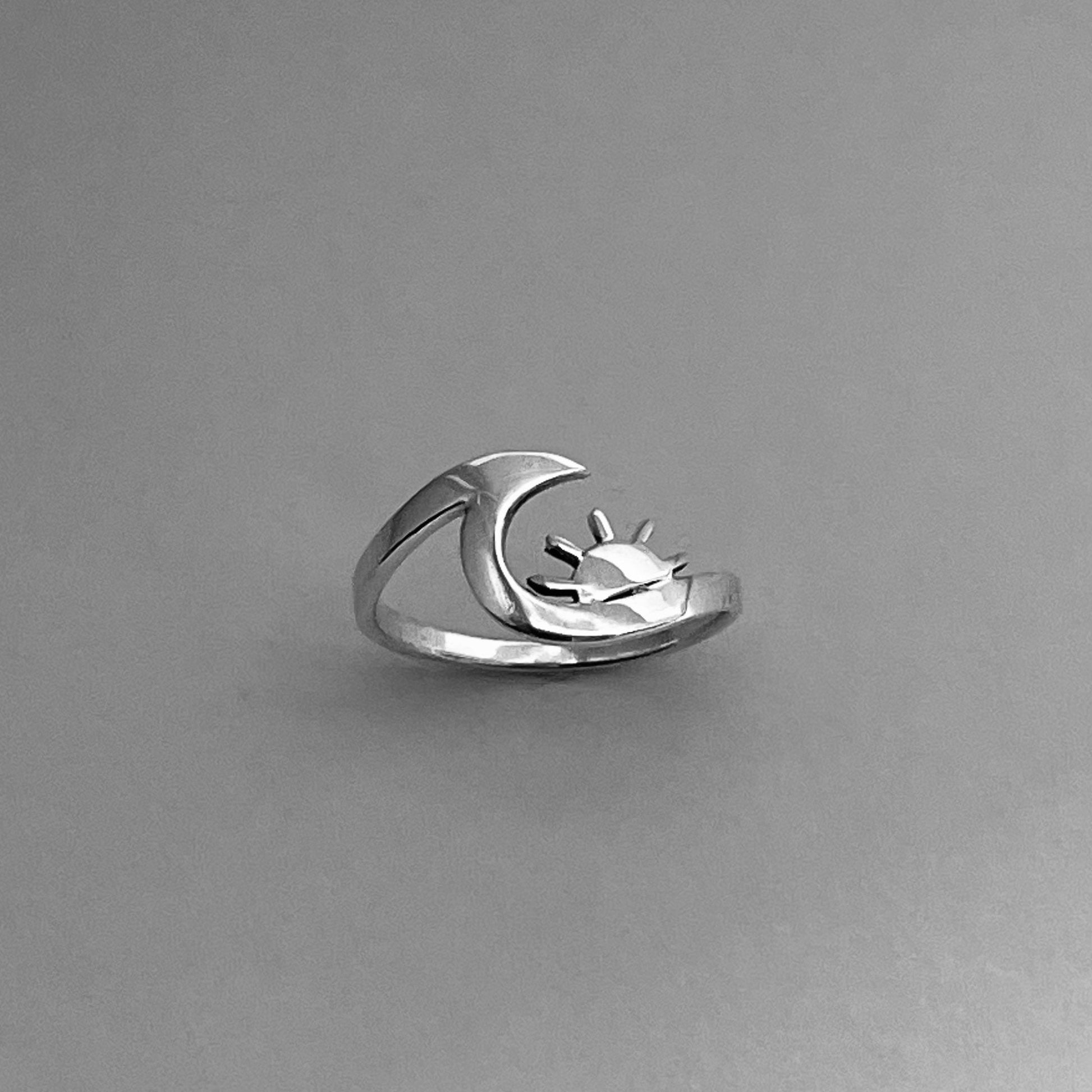 Dainty Sterling Silver Sun and Wave Ring: Promise Ring