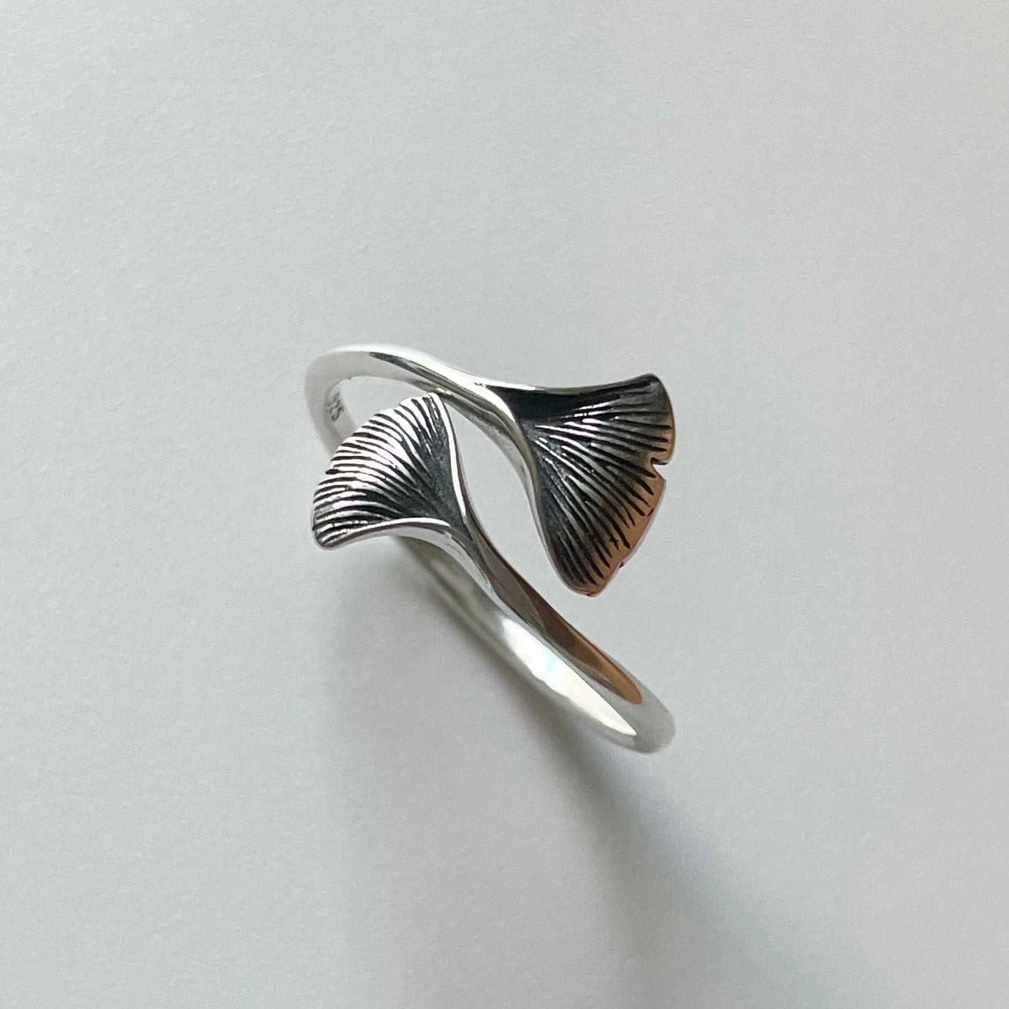 Dainty Ginkgo Leaf Sterling Silver Ring, Wraparound Ring, Fan Leaf Ring, Fish Tail Ring, Ginkgo Ring, Boho Ring, Promise Silver Ring