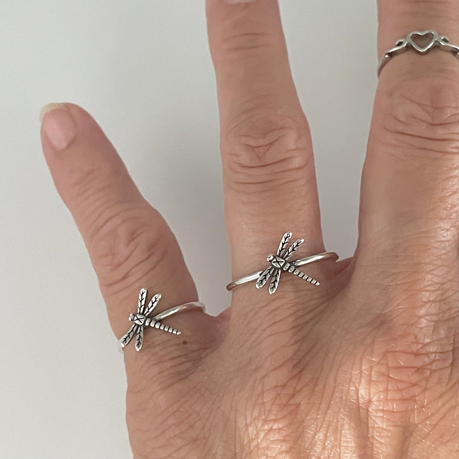 Dainty Dragonfly Sterling Silver Ring: Oxidized Boho Statement Ring