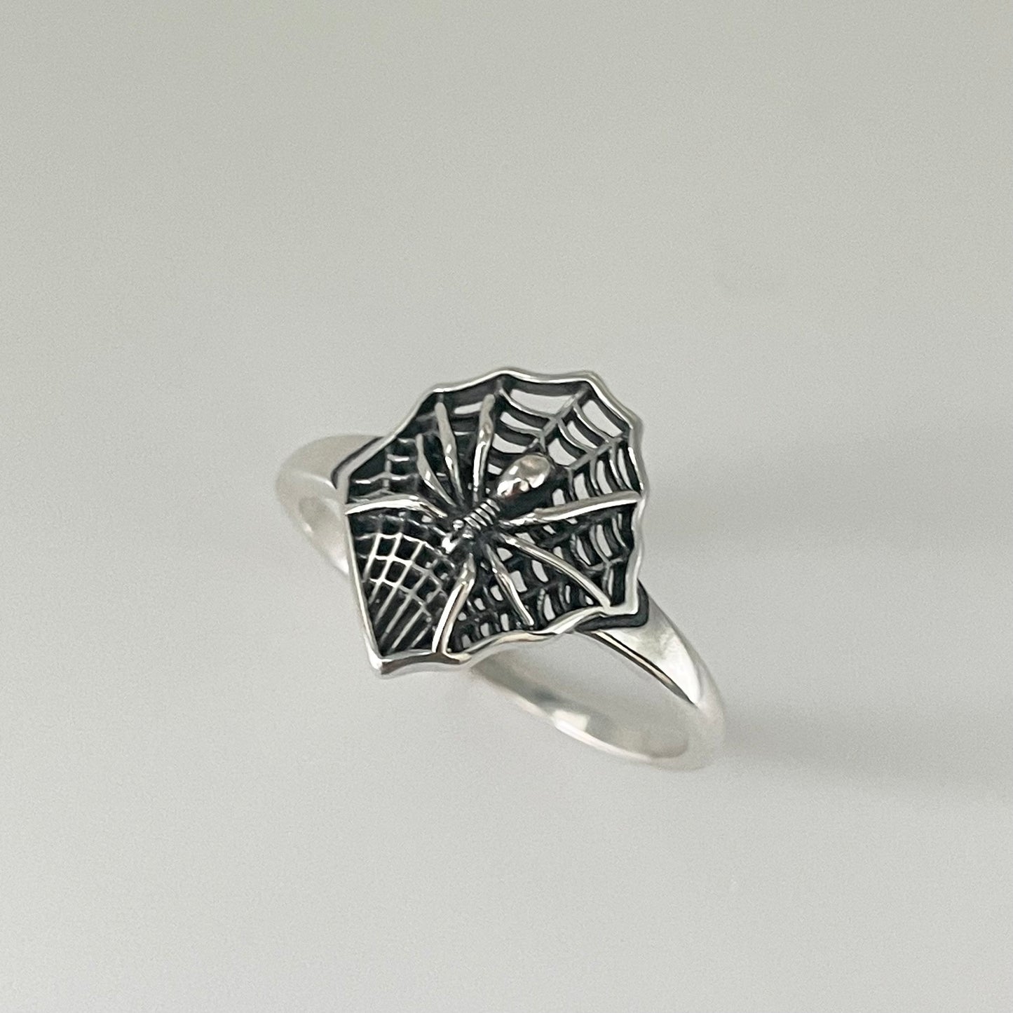 Sterling Silver Spiderweb Ring: Oxidized Boho Statement Ring