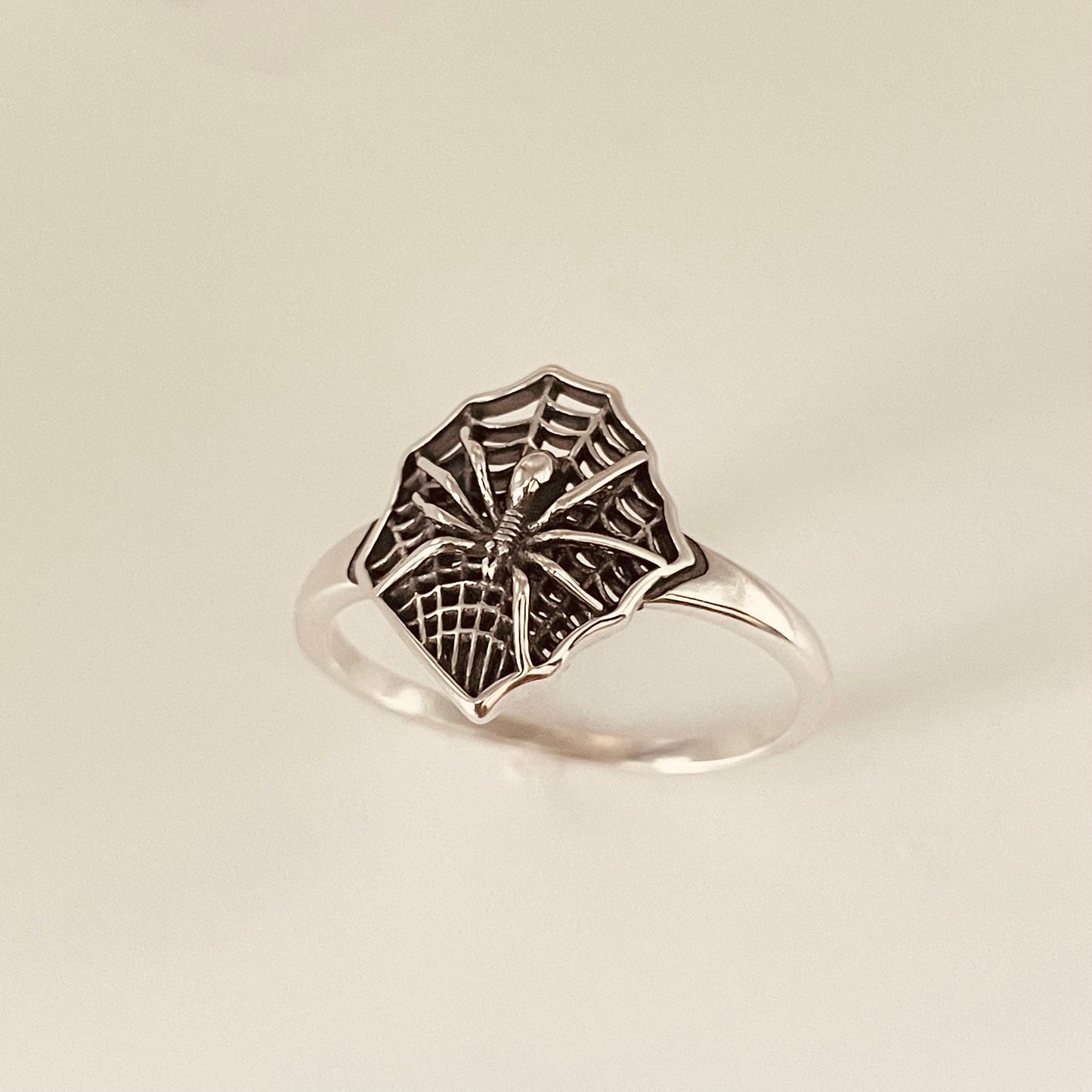 Spider with web Sterling Silver Ring, Silver Ring, Spiderweb Ring, Insect Ring, Spider Ring, Statement Ring, Boho Ring, Fun Ring