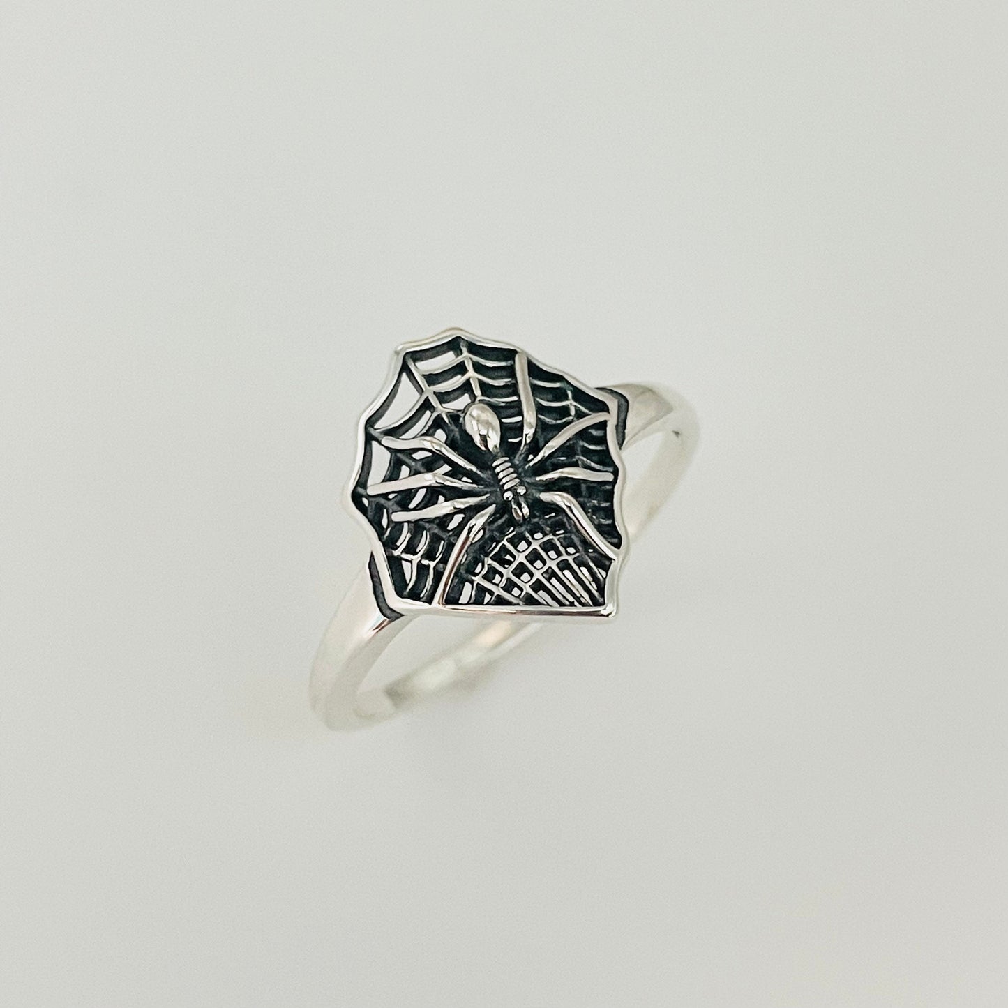 Spider with web Sterling Silver Ring, Silver Ring, Spiderweb Ring, Insect Ring, Spider Ring, Statement Ring, Boho Ring, Fun Ring