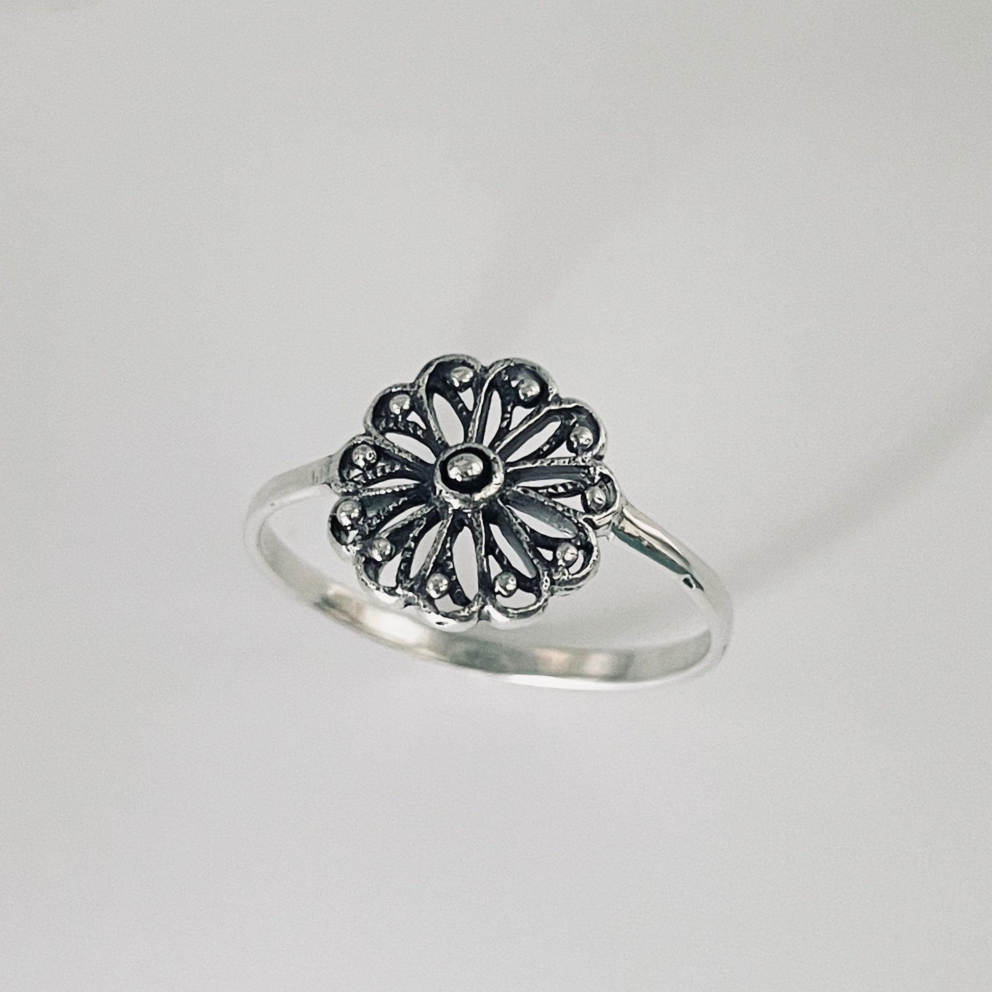 Mandala Flower Sterling Silver Ring, Spiritual Ring, Mandala Ring, Cultures Universal Symbol Ring, Flower Ring, Floral Ring, Silver Ring