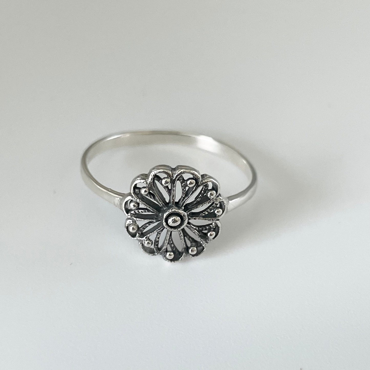 Mandala Flower Sterling Silver Ring, Spiritual Ring, Mandala Ring, Cultures Universal Symbol Ring, Flower Ring, Floral Ring, Silver Ring