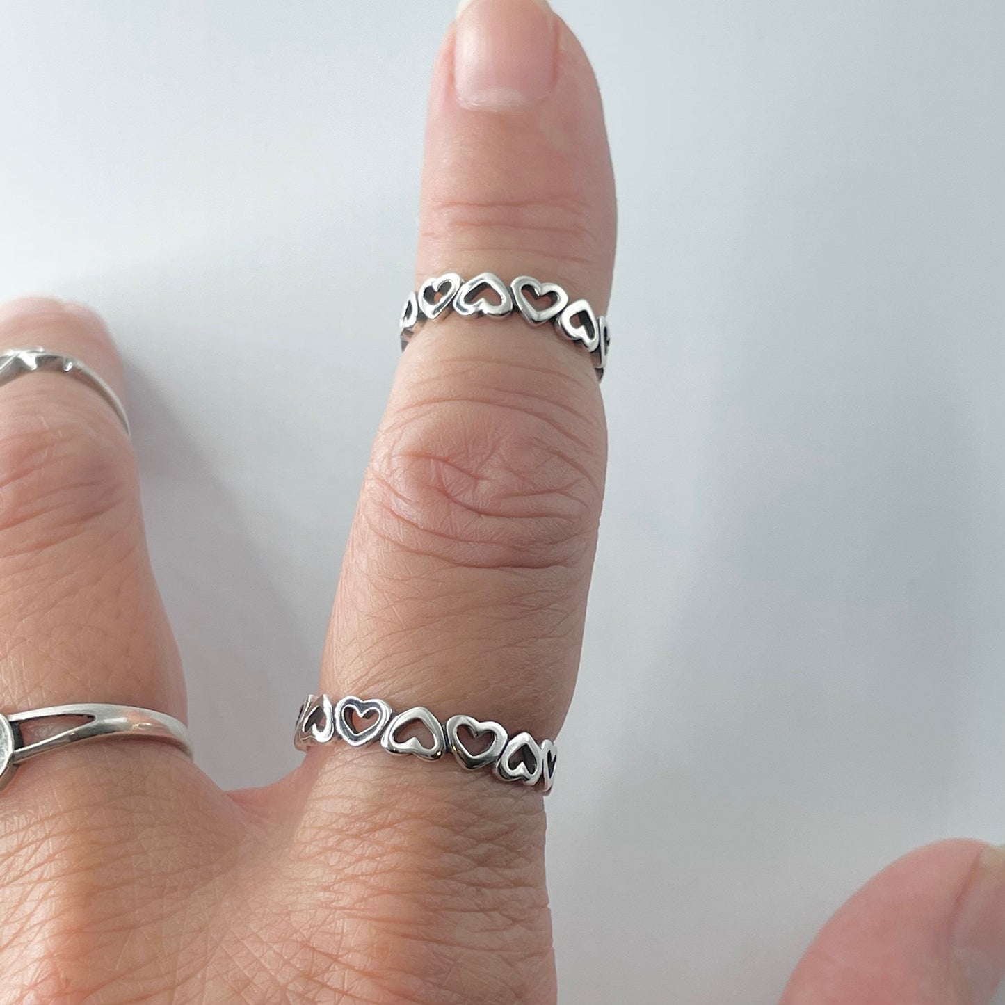Sterling Silver Eternity Heart Ring: Stackable Love Band