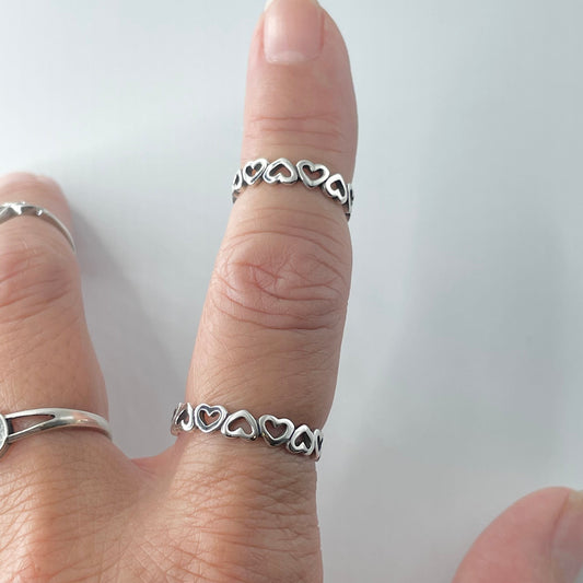 Sterling Silver Eternity Heart Ring: Stackable Love Band