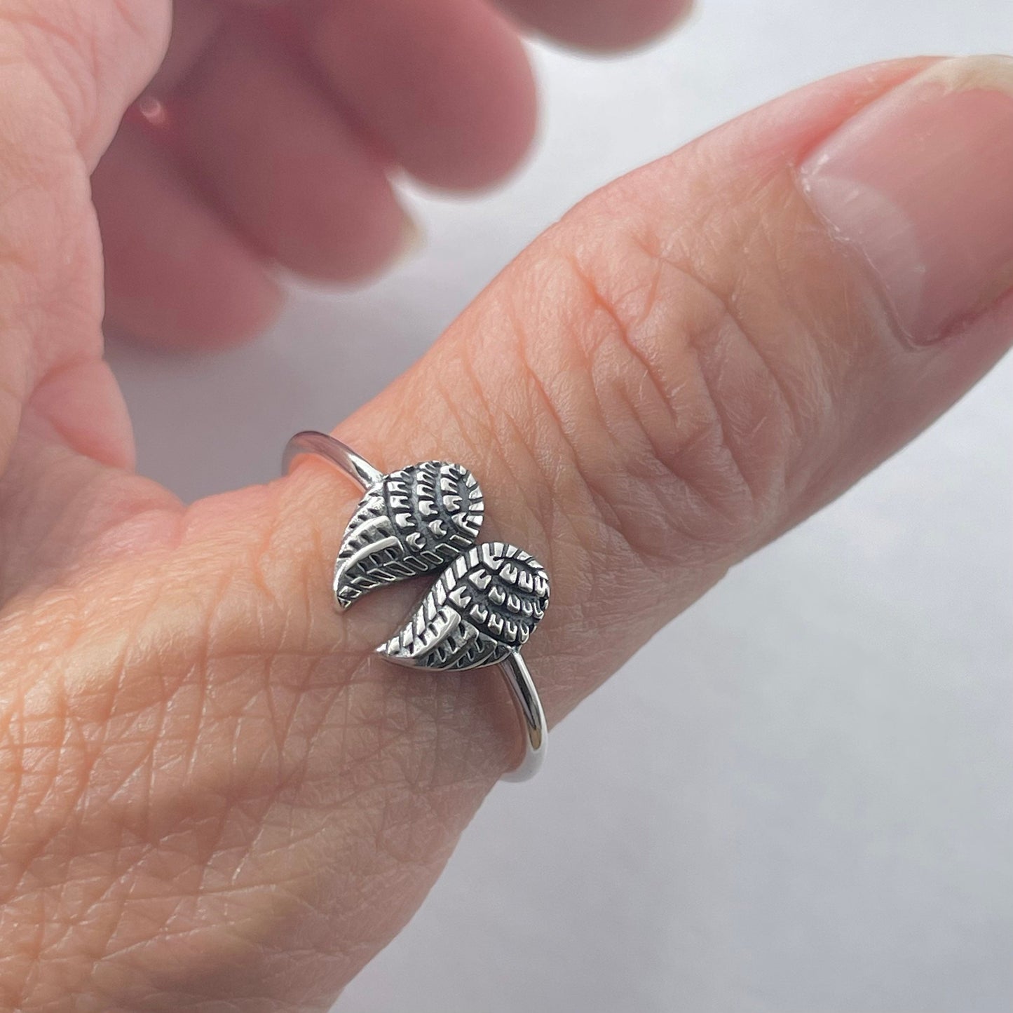 Sterling Silver Angel Wing Ring: Dainty Boho Religious Jewelry