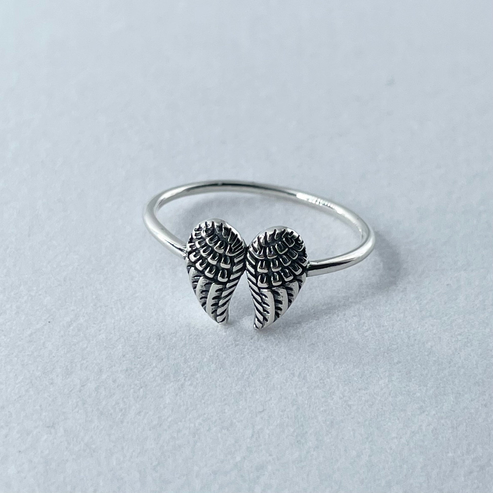 Sterling Silver Dainty Angel Wing Ring, Silver Ring, Wings Ring, Boho Ring, Angel Ring, Religious Ring, Statement Ring