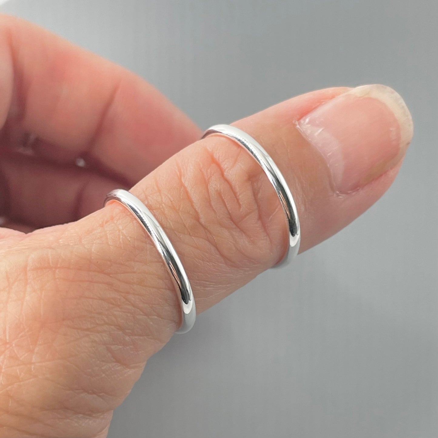 Sterling Silver Band Ring: Unisex Stackable 2mm Midi Ring