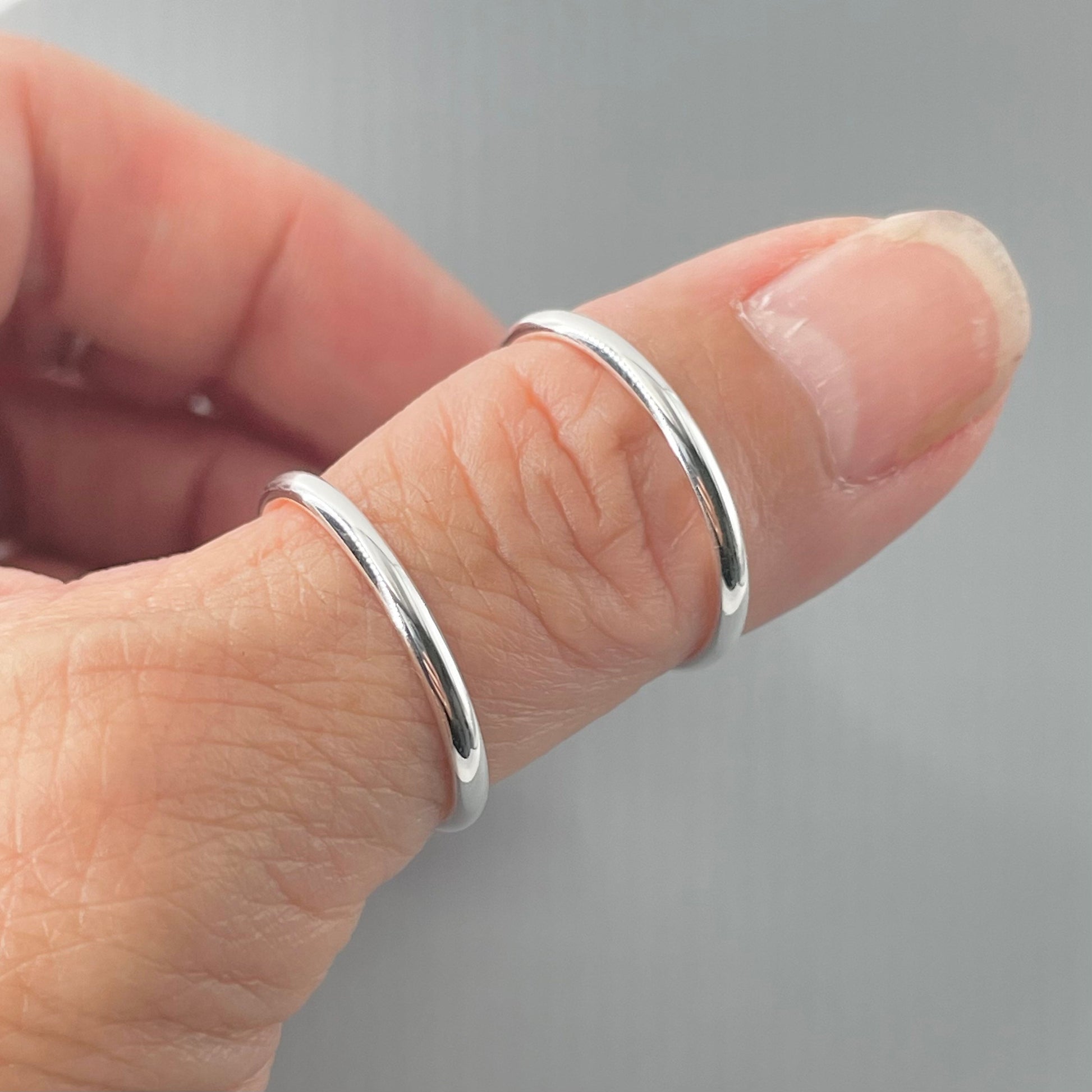 Sterling Silver Band Ring: Unisex Stackable 2mm Midi Ring