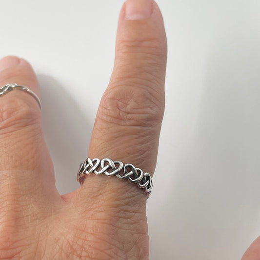 Sterling Silver Eternity Heart Knot Ring: Promise, Friendship Band