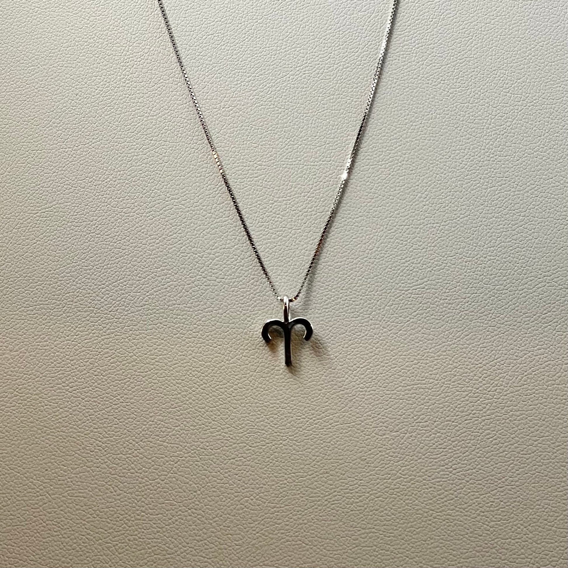 Sterling Silver Tiny Aries Sign Pendant Necklace, Zodiac Pendant, Astrology Necklace, Horoscope Necklace, Silver Necklace, Aries Necklace