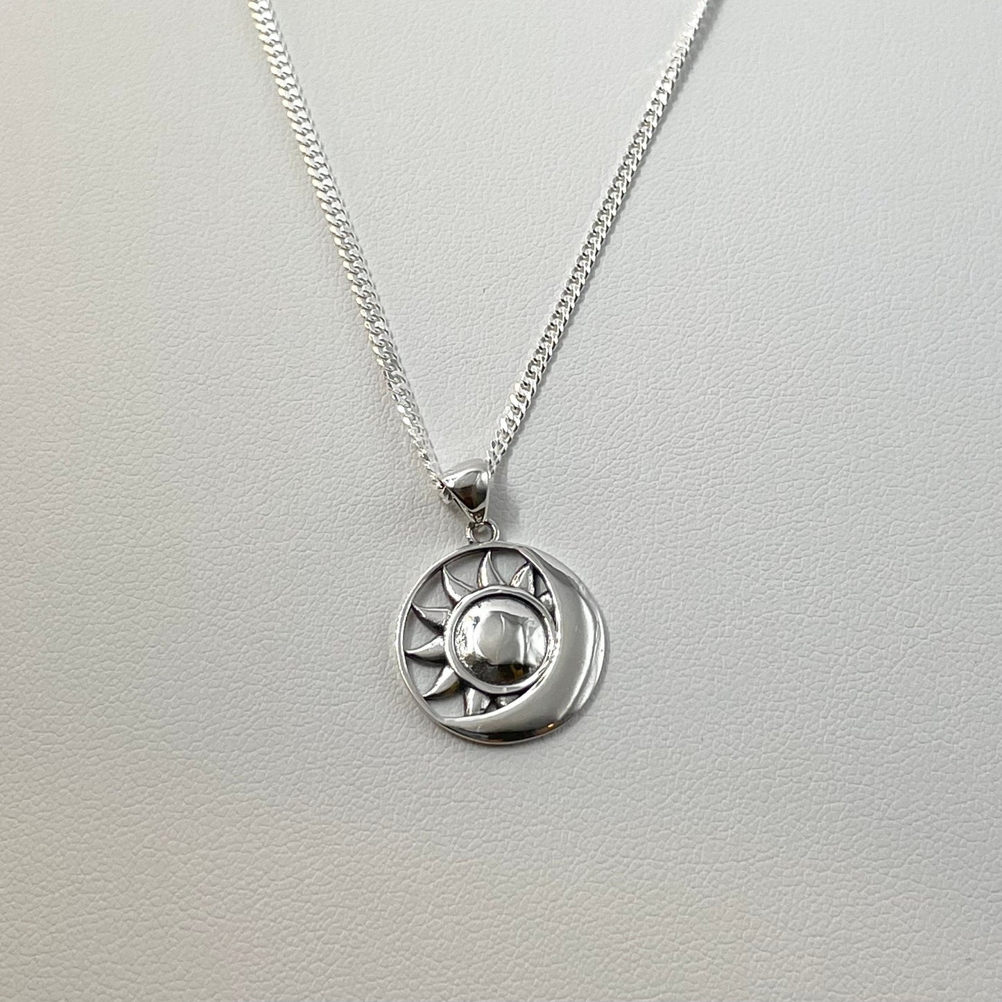 Sterling Silver Sun and Moon Necklace: Celestial Pendant