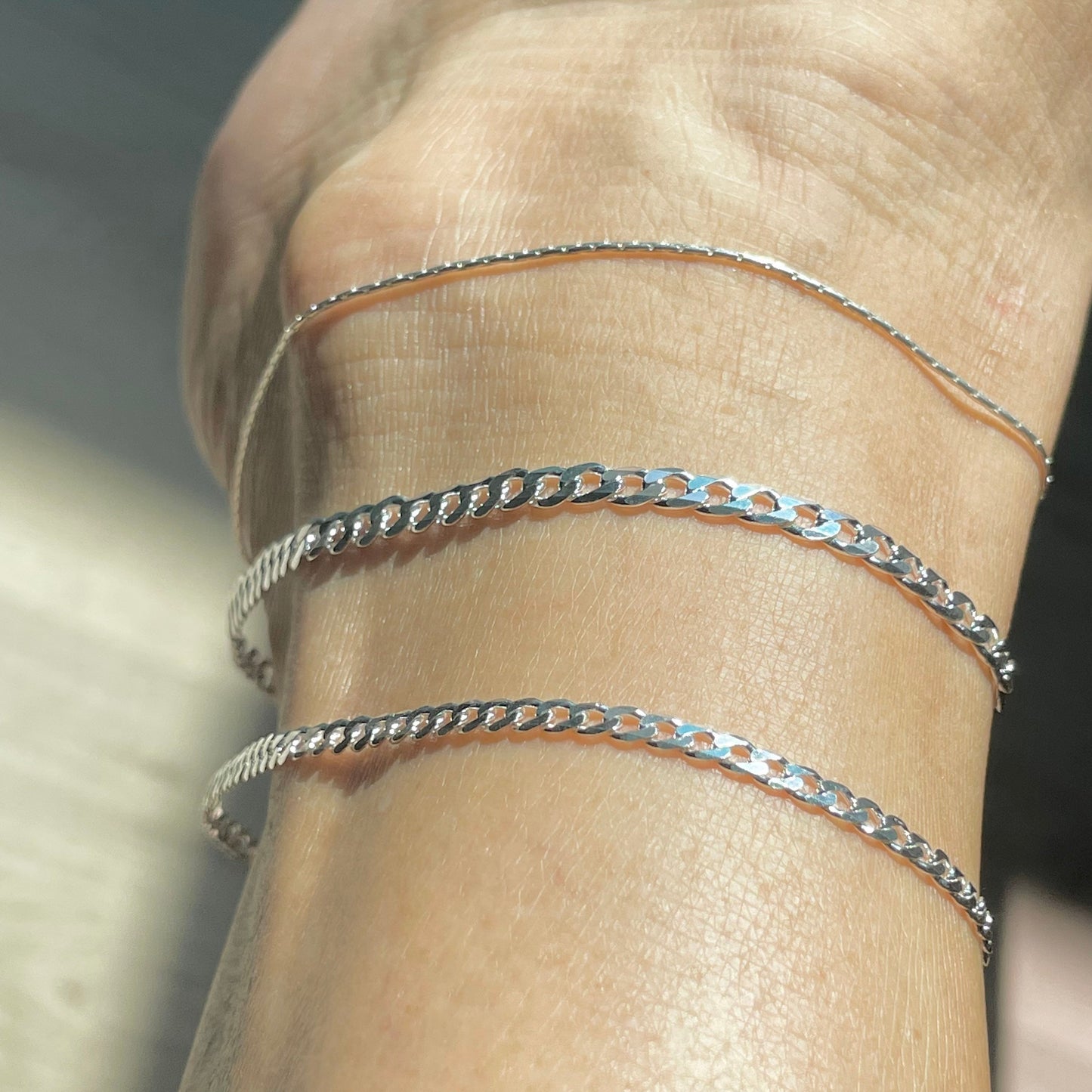 Dainty Sterling Silver Bracelet: Boho Anklet, 3mm/4mm Chain