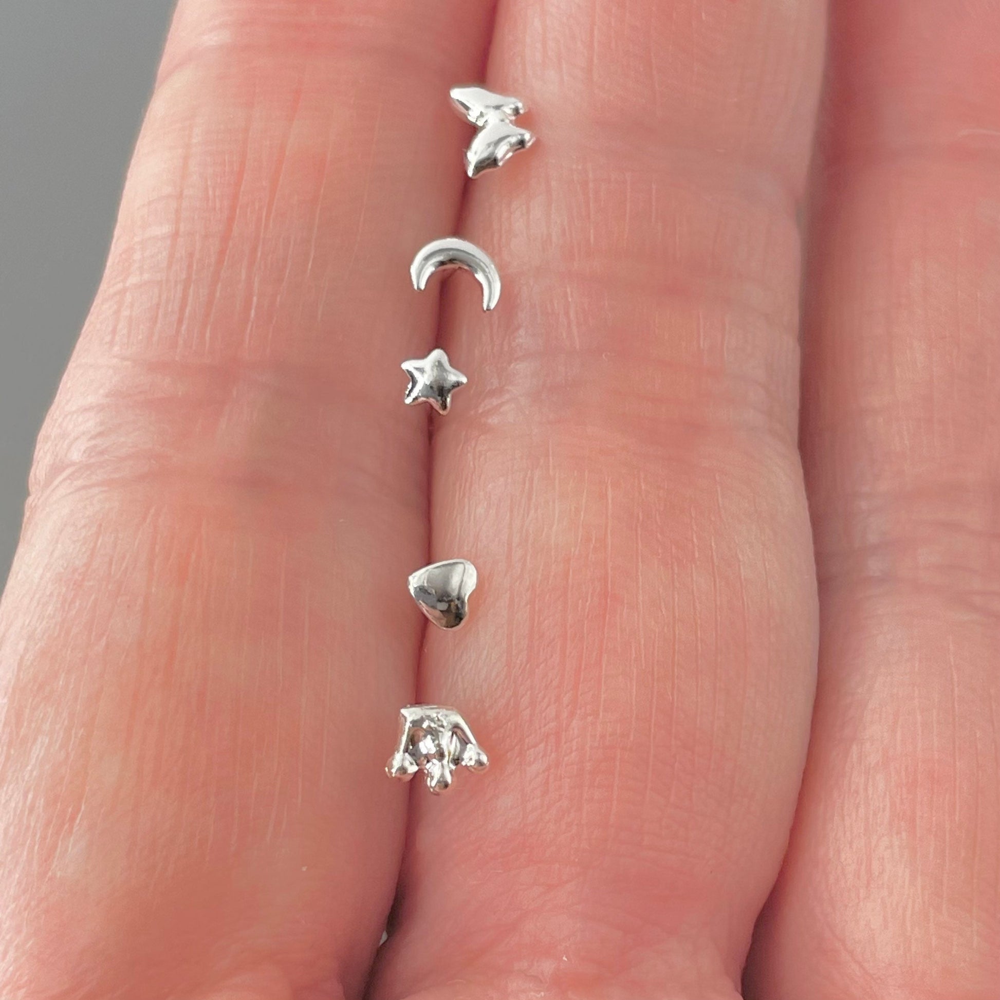 Sterling Silver Tiny Nose Stud: Assorted Shapes