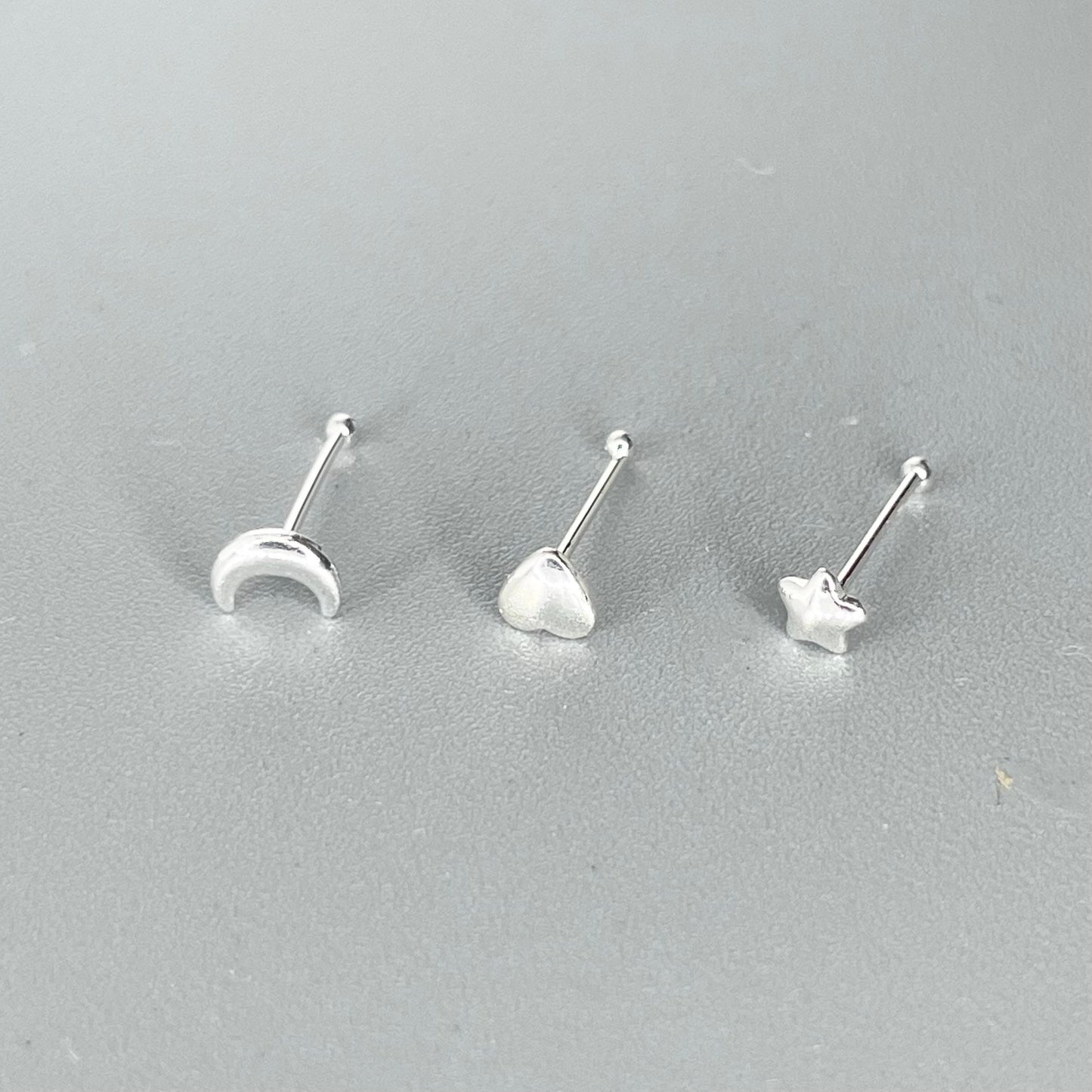 Sterling Silver Tiny Assorted Nose Stud, Moon Nose Stud, Star Nose Stud, Heart Nose Stud, Flower Nose Stud, Butterfly Nose Stud, Crown..