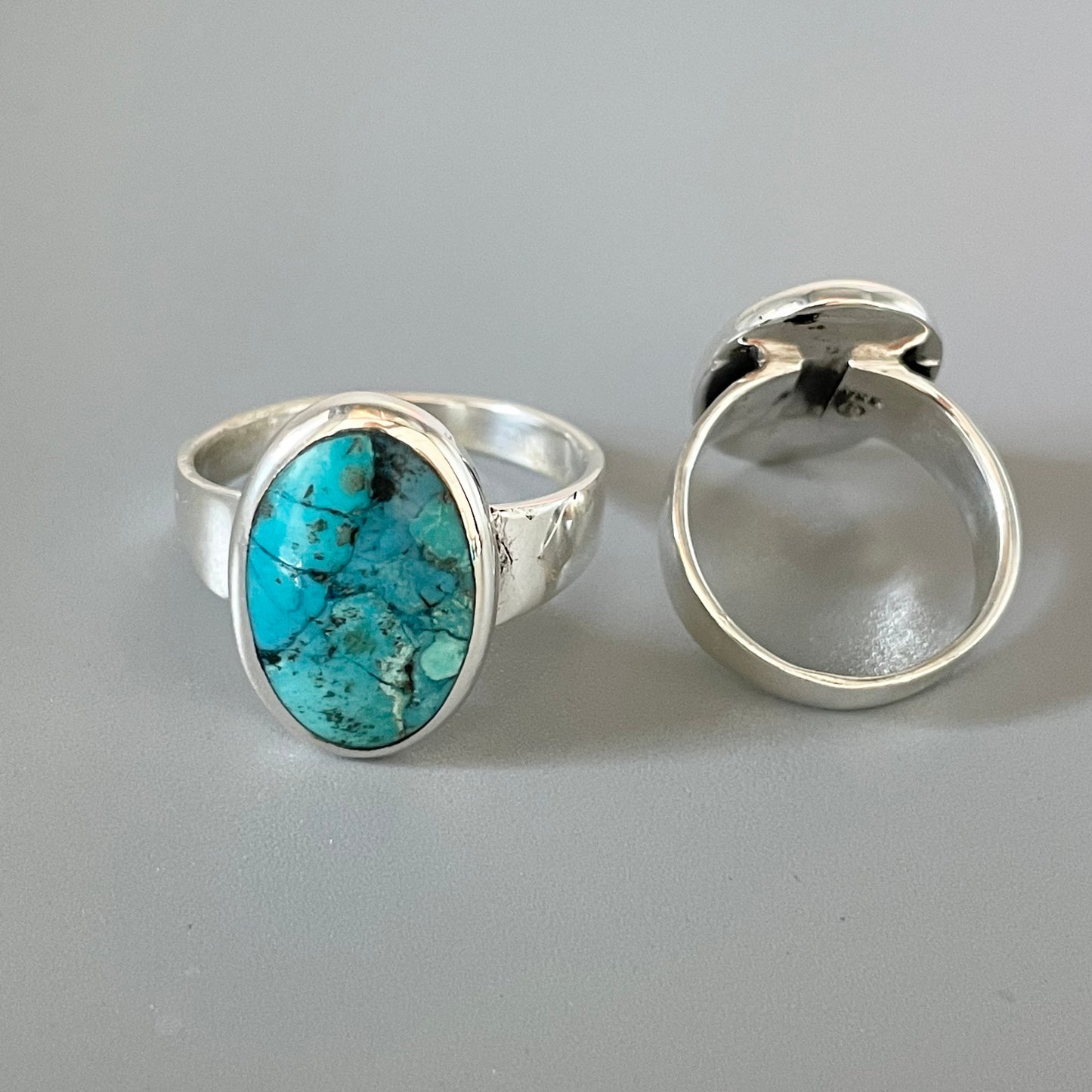 Medium Genuine Turquoise Sterling Silver Ring, Oval Silver Ring, Promise Ring, Turquoise Ring, Silver Ring, Boho Ring, Simple Ring