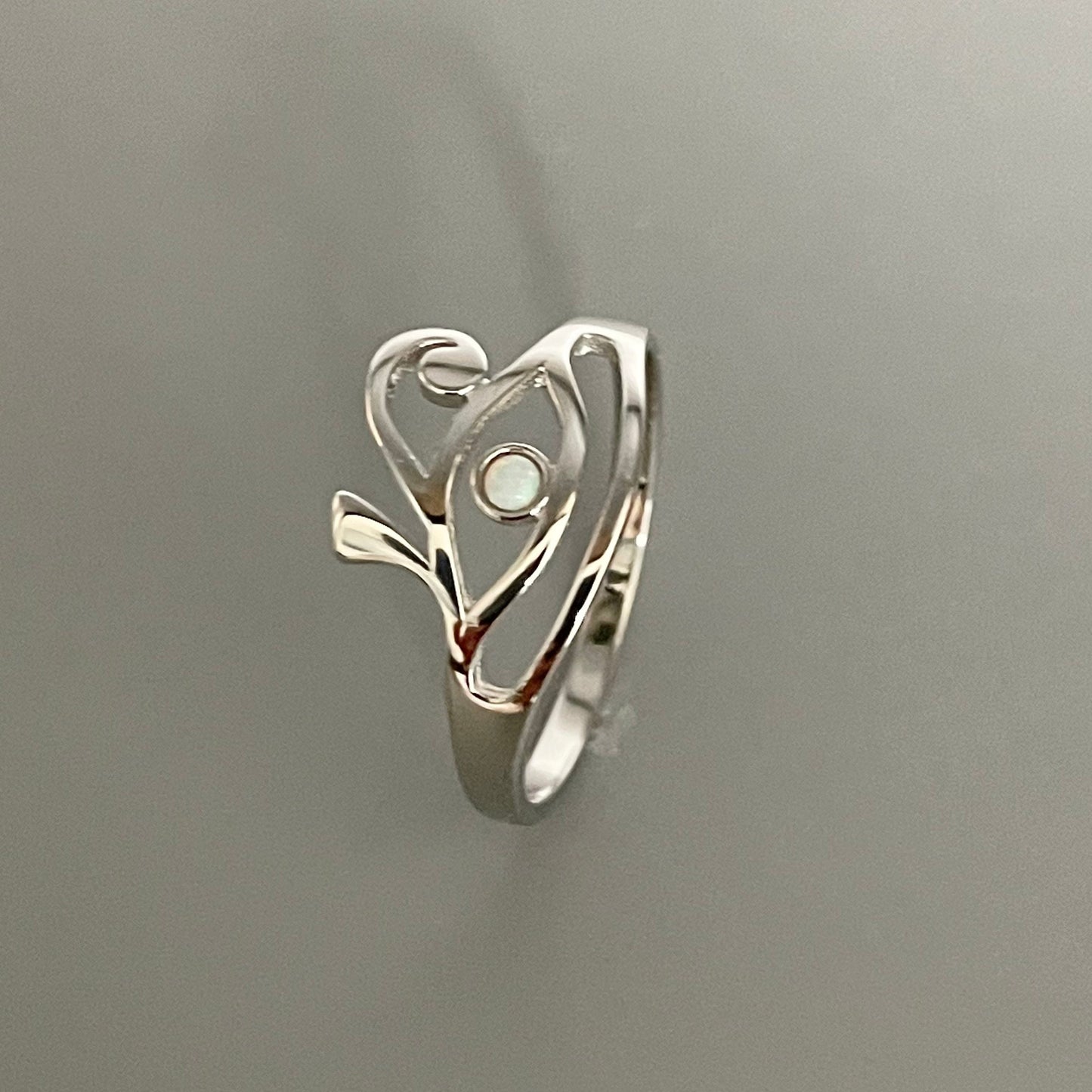 Sterling Silver Fire Opal Eye of Horus Ring - Egyptian Ra Protection