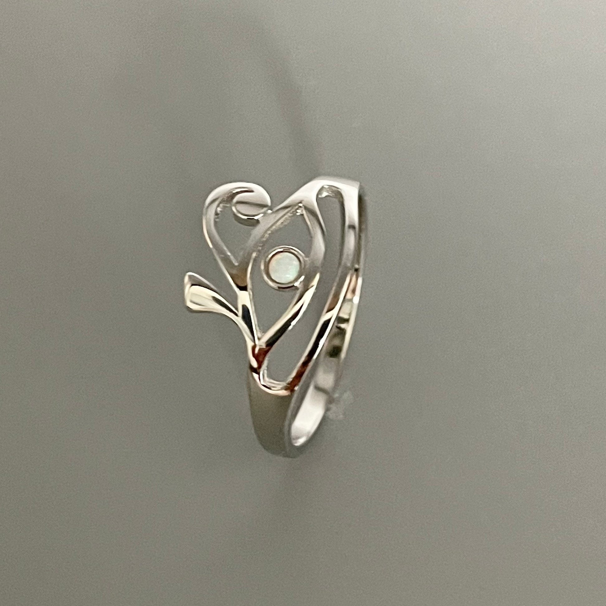 Sterling Silver Fire Opal Eye of Horus Ring - Egyptian Ra Protection