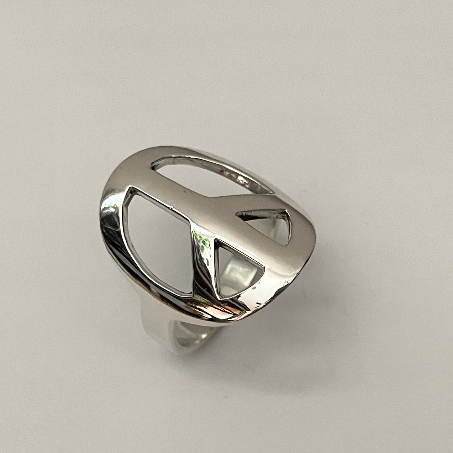 Sterling Silver Peace Sign Ring: Unisex Hippie Statement Ring