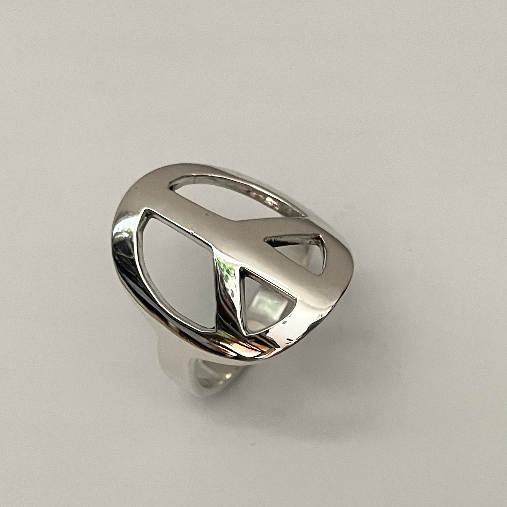 Sterling Silver Peace Sign Ring: Unisex Hippie Statement Ring