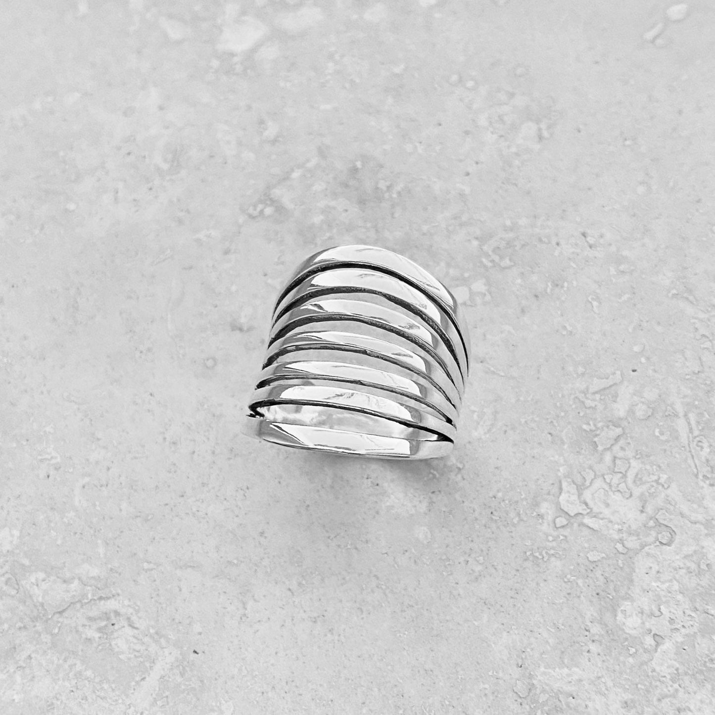 Wide Band Sterling Silver Statement Ring: Boho Wedding Jewelry