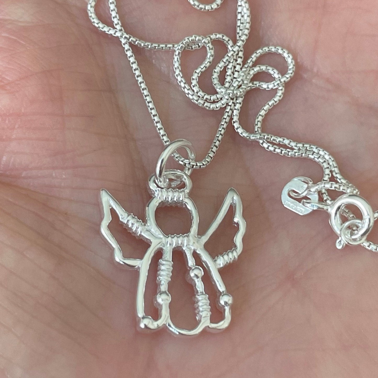 Sterling Silver Angel Pendant Necklace: Dainty Religious Jewelry