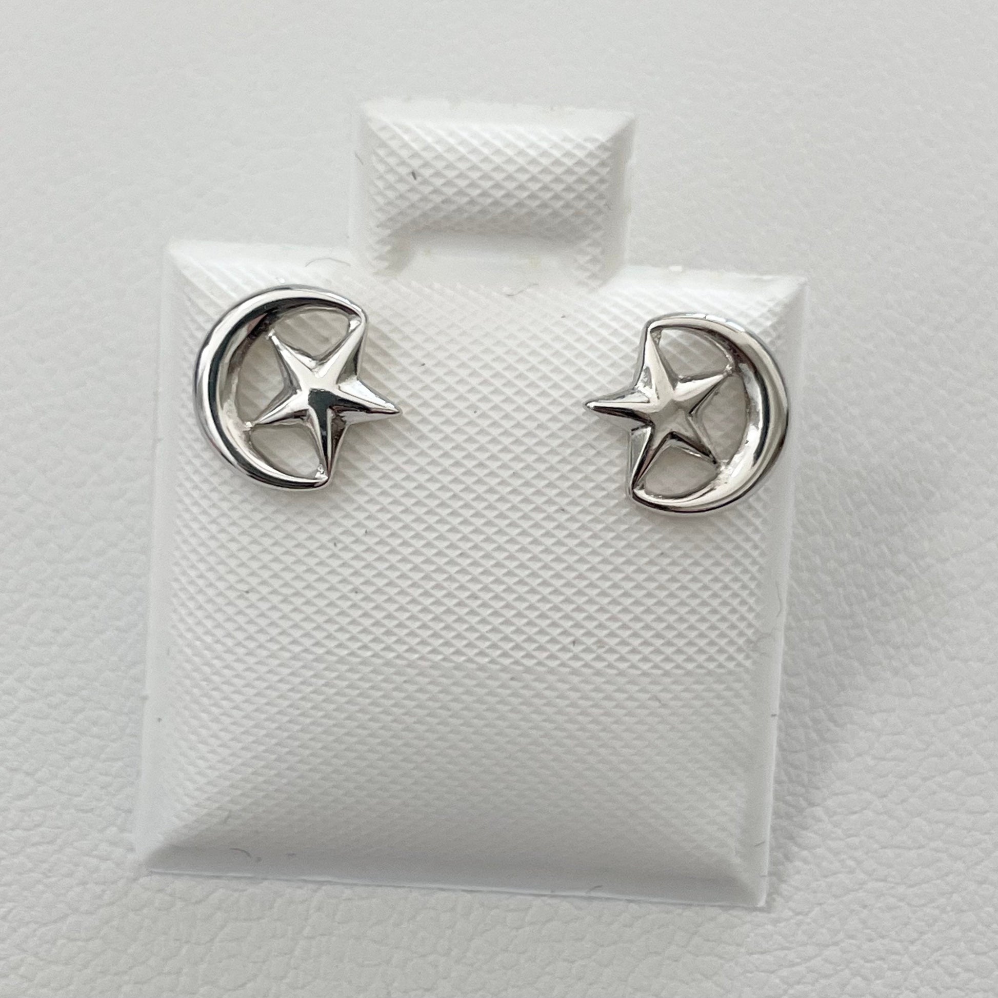 Dainty Sterling Silver Sun or Star and Moon Earrings, Sun Earrings, Silver Stud Earrings, Silver Star Earrings, Silver Moon Earrings.