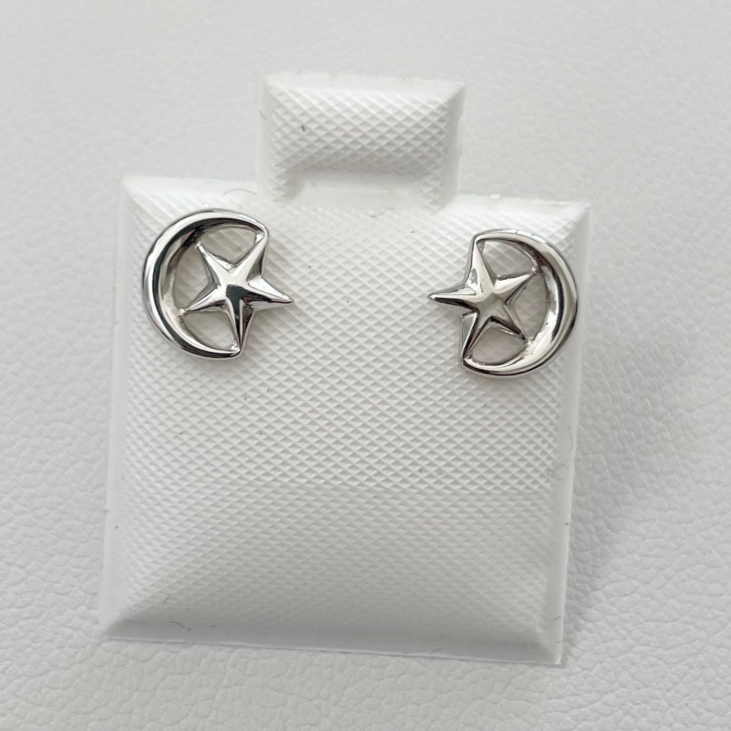 Dainty Sterling Silver Celestial Stud Earrings: Sun, Star & Moon