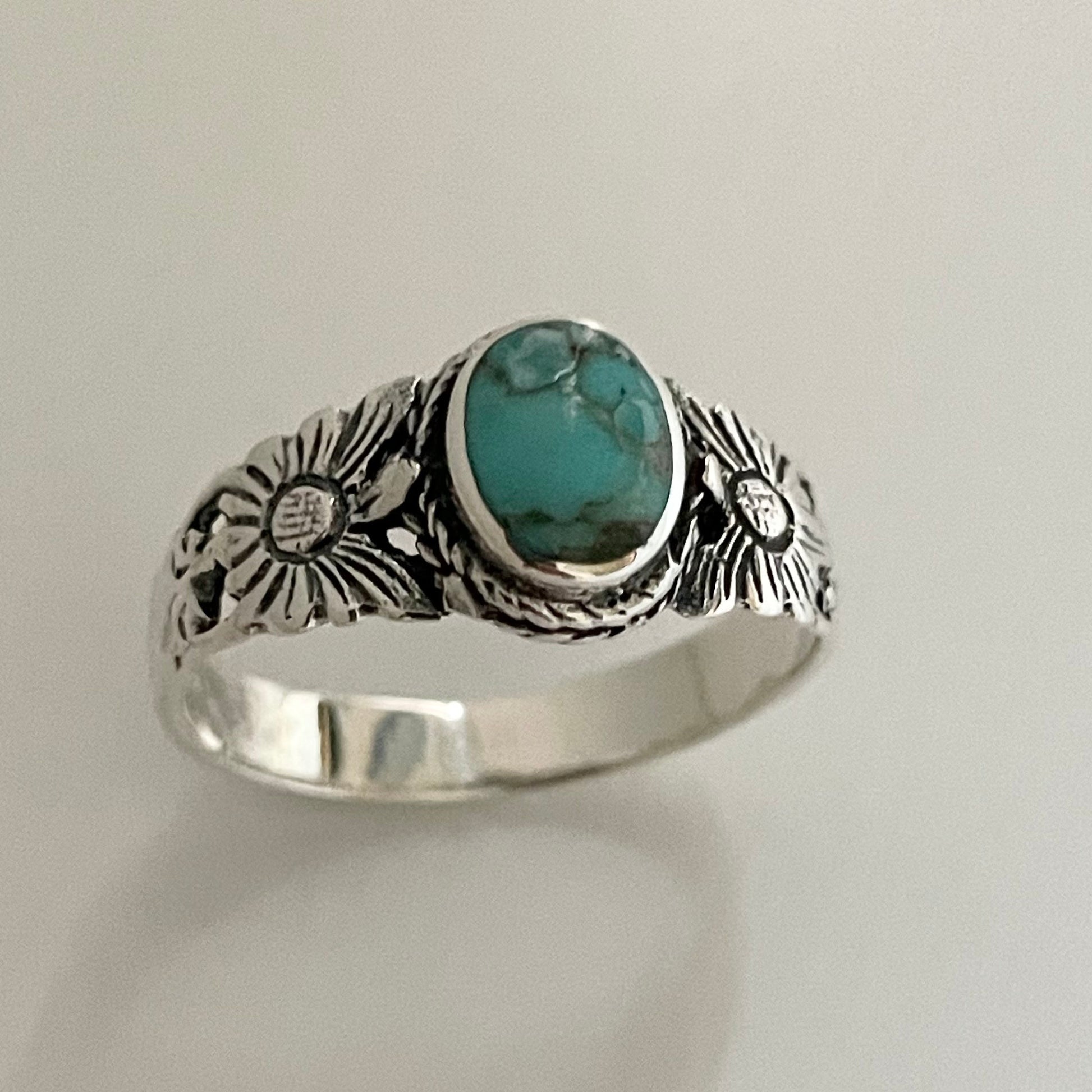 Sterling Silver Fire Opal or Turquoise Ring, Silver Butterfly Ring, Opal Silver Ring, Promise Silver Turquoise Ring, Sunflower Silver Ring.