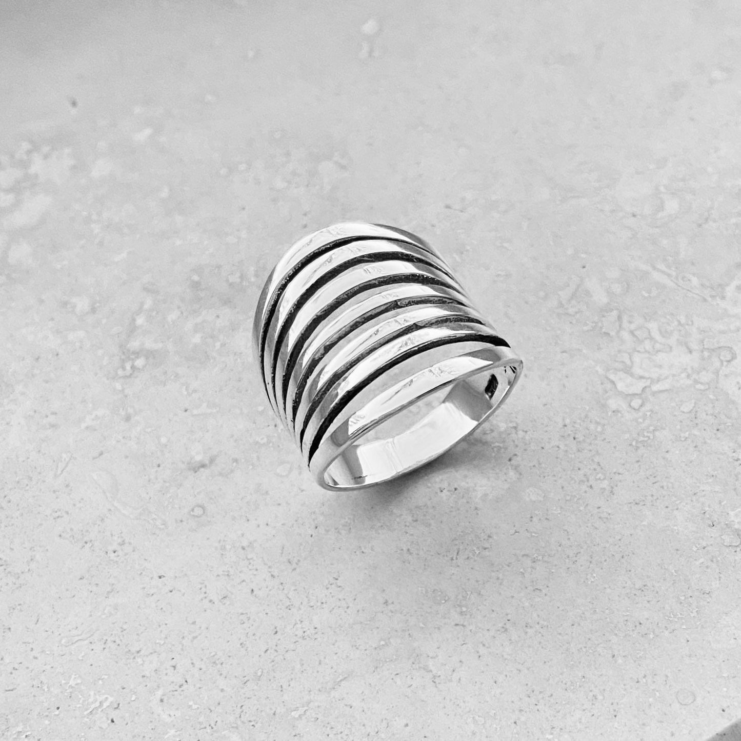 Wide Band Sterling Silver Statement Ring: Boho Wedding Jewelry