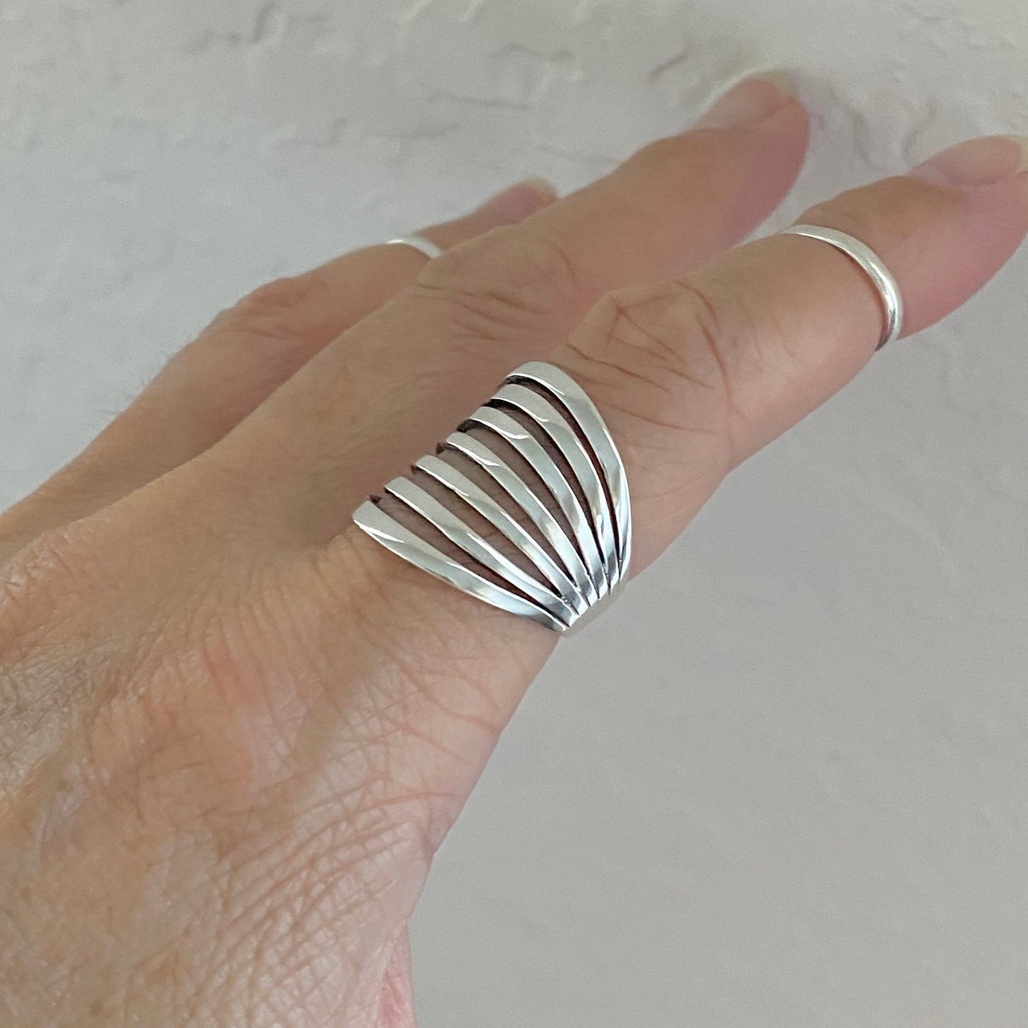 Wide Band Sterling Silver Statement Ring: Boho Wedding Jewelry