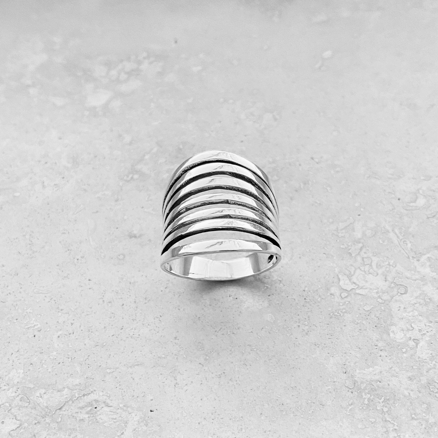 Wide Band Sterling Silver Statement Ring: Boho Wedding Jewelry