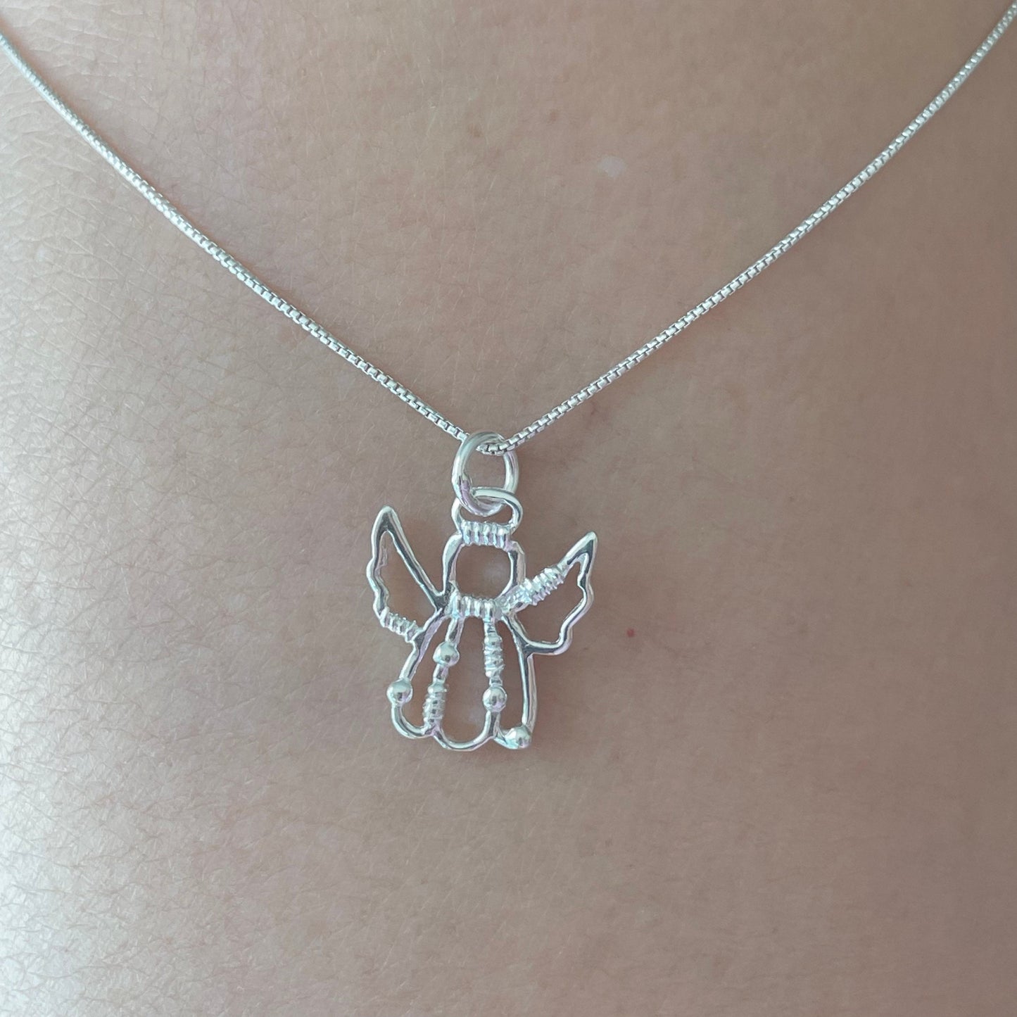 Sterling Silver Angel Pendant Necklace: Dainty Religious Jewelry